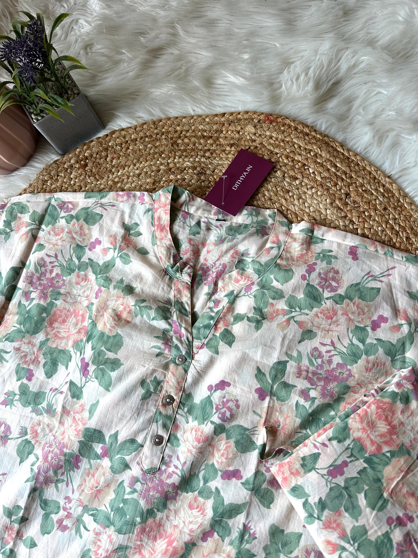 K219 - Cotton printed half sleeves coord set in 2 prints
