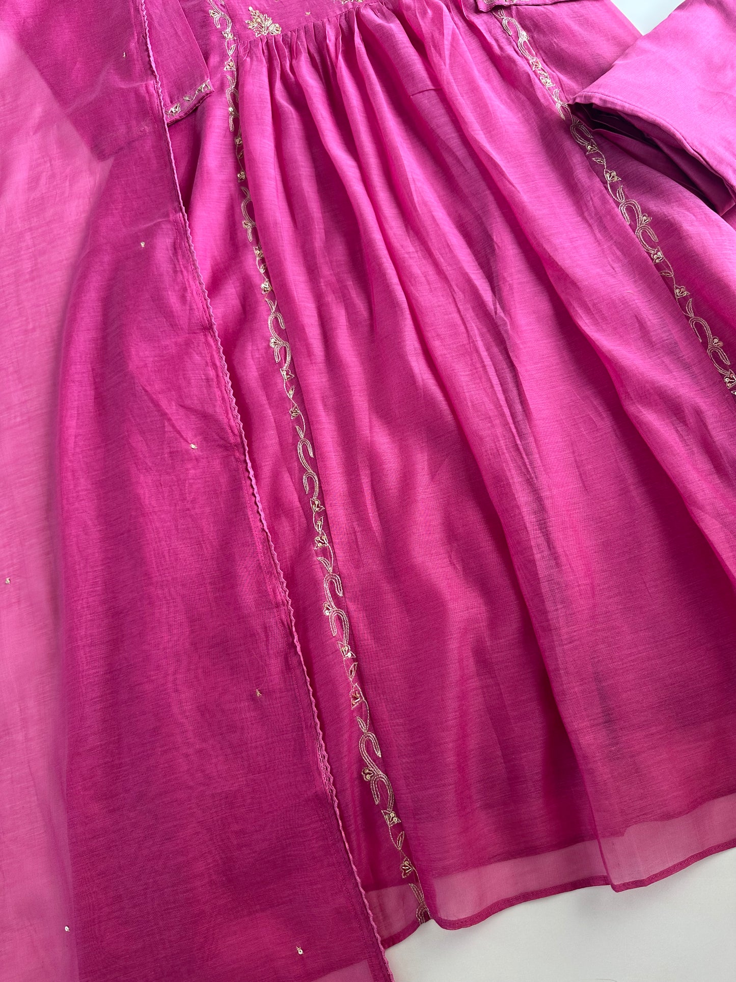 K005 - Mul Chanderi zardosi Anarkali with pants and dupatta in 3 colours