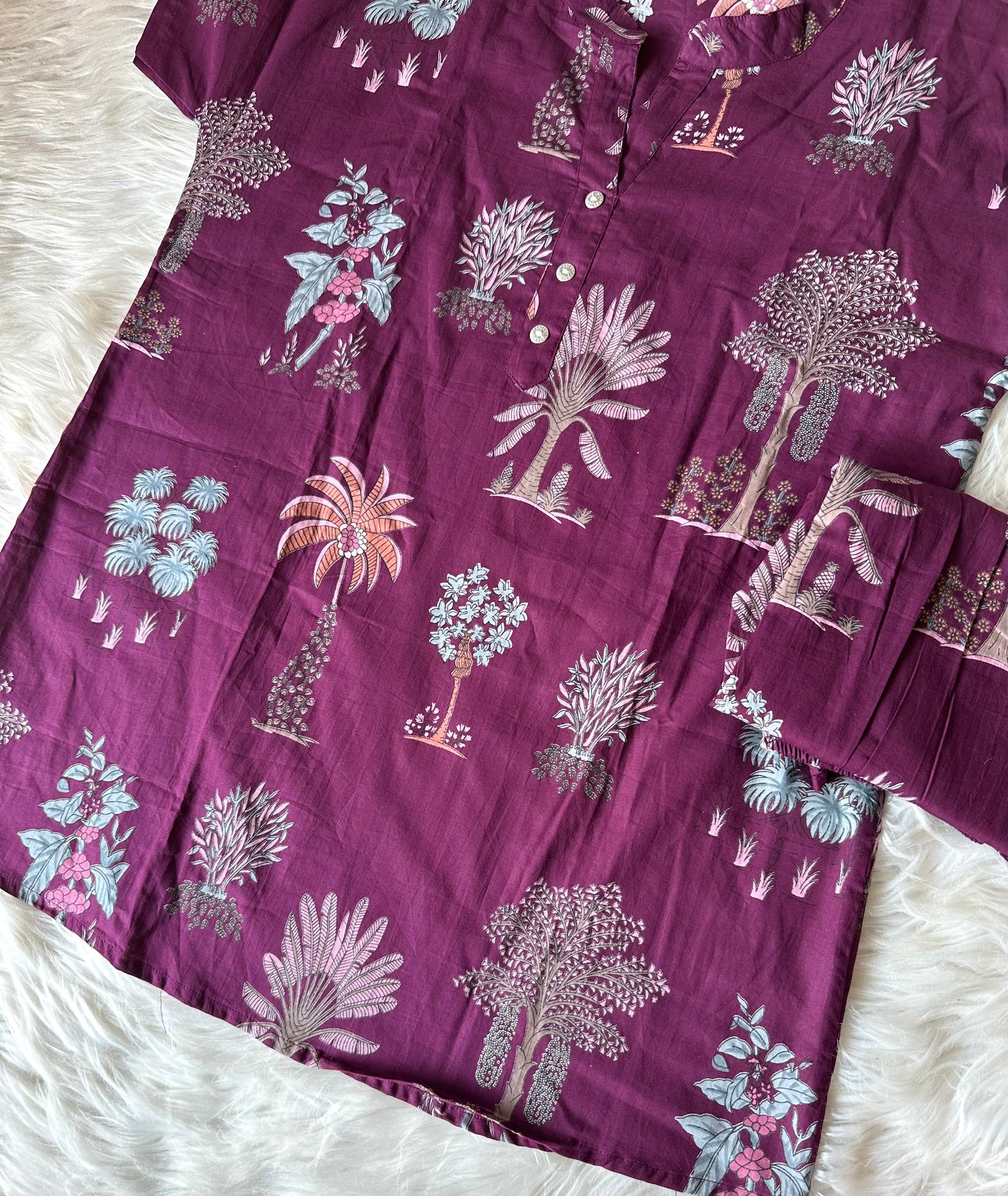 K219 - Cotton printed half sleeves coord set in 2 prints