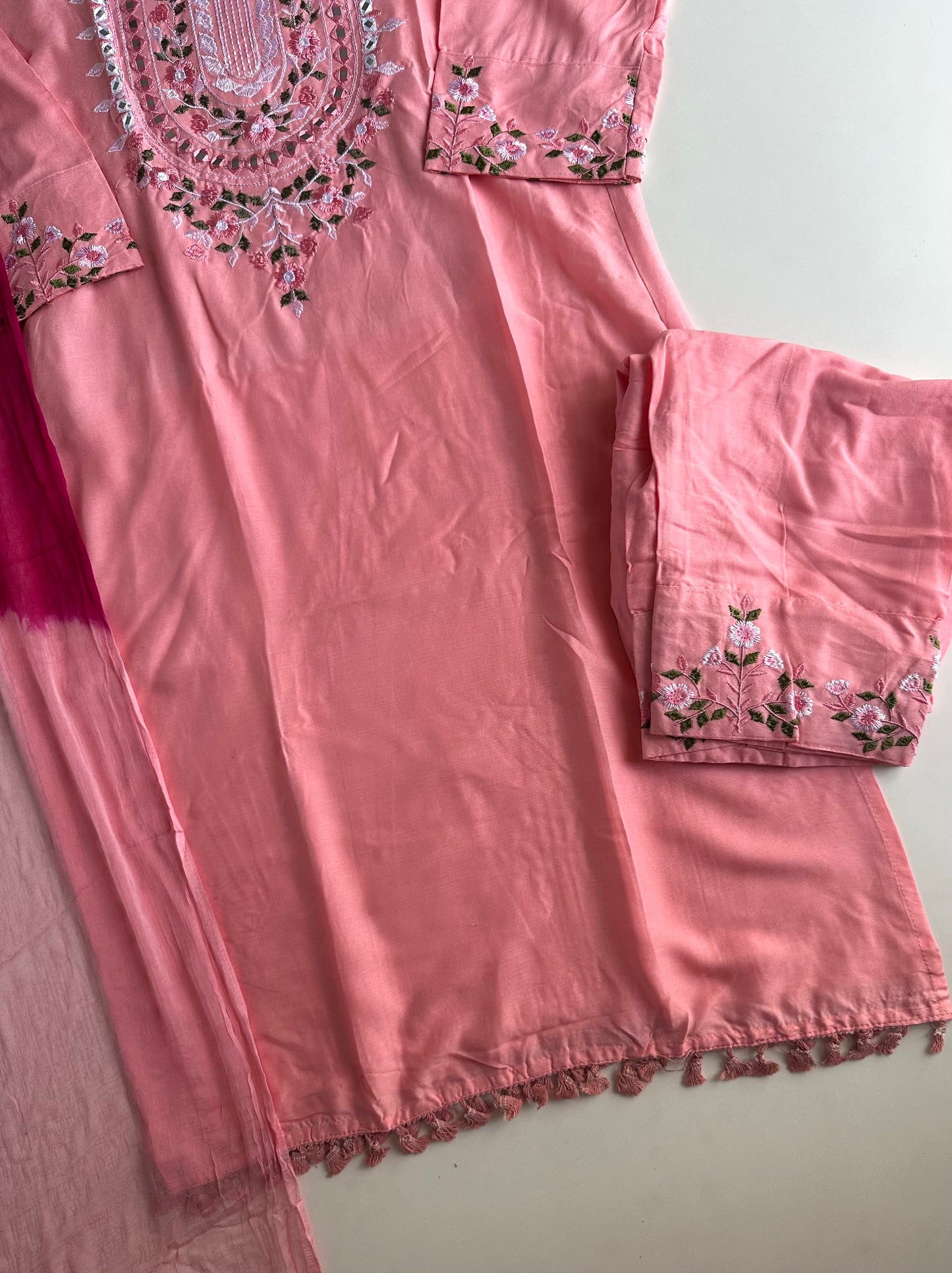 D275 - Muslin silk straight kurti with pants and dupatta