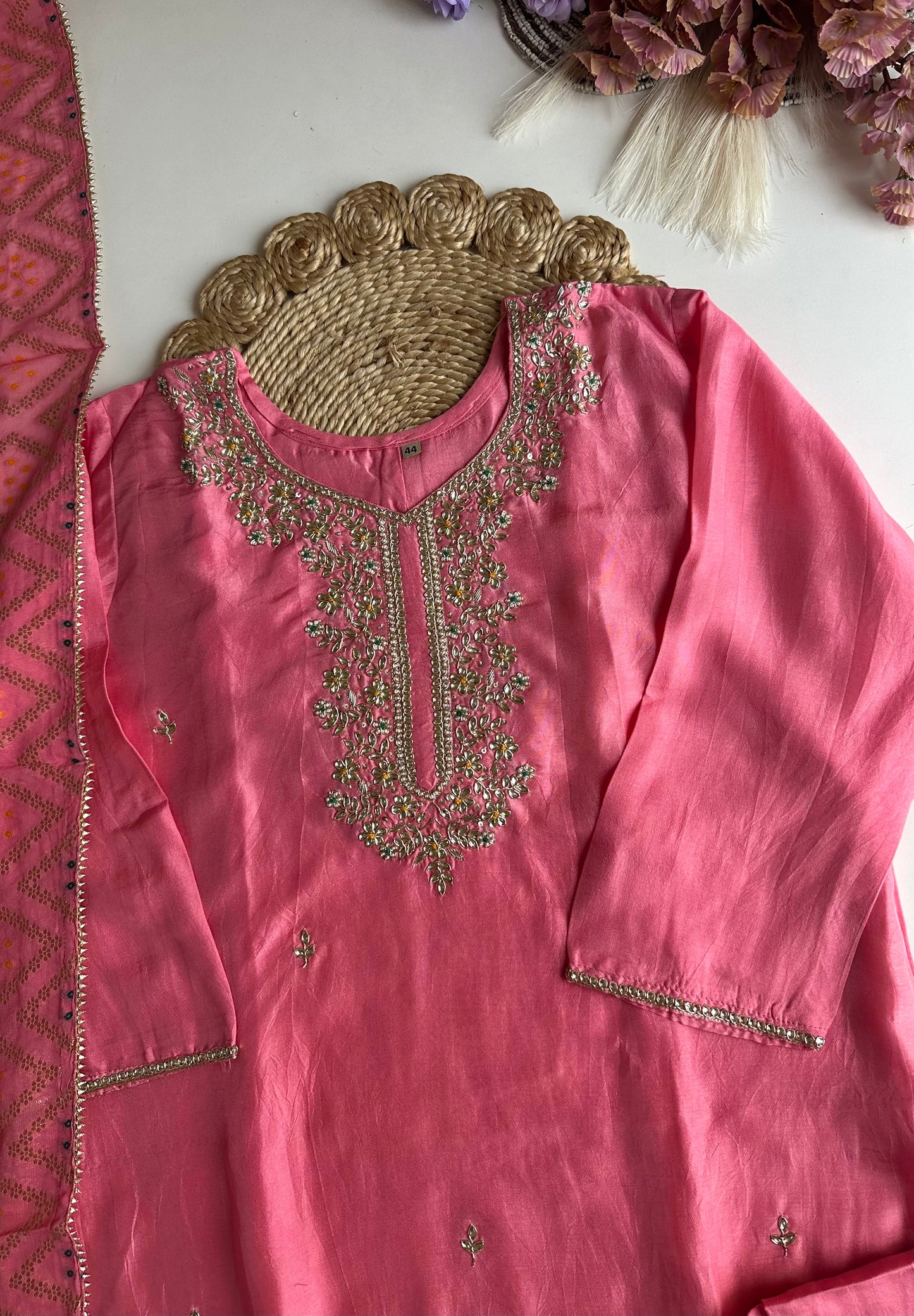 D248 - Dola silk straight kurti with Sharara and dupatta