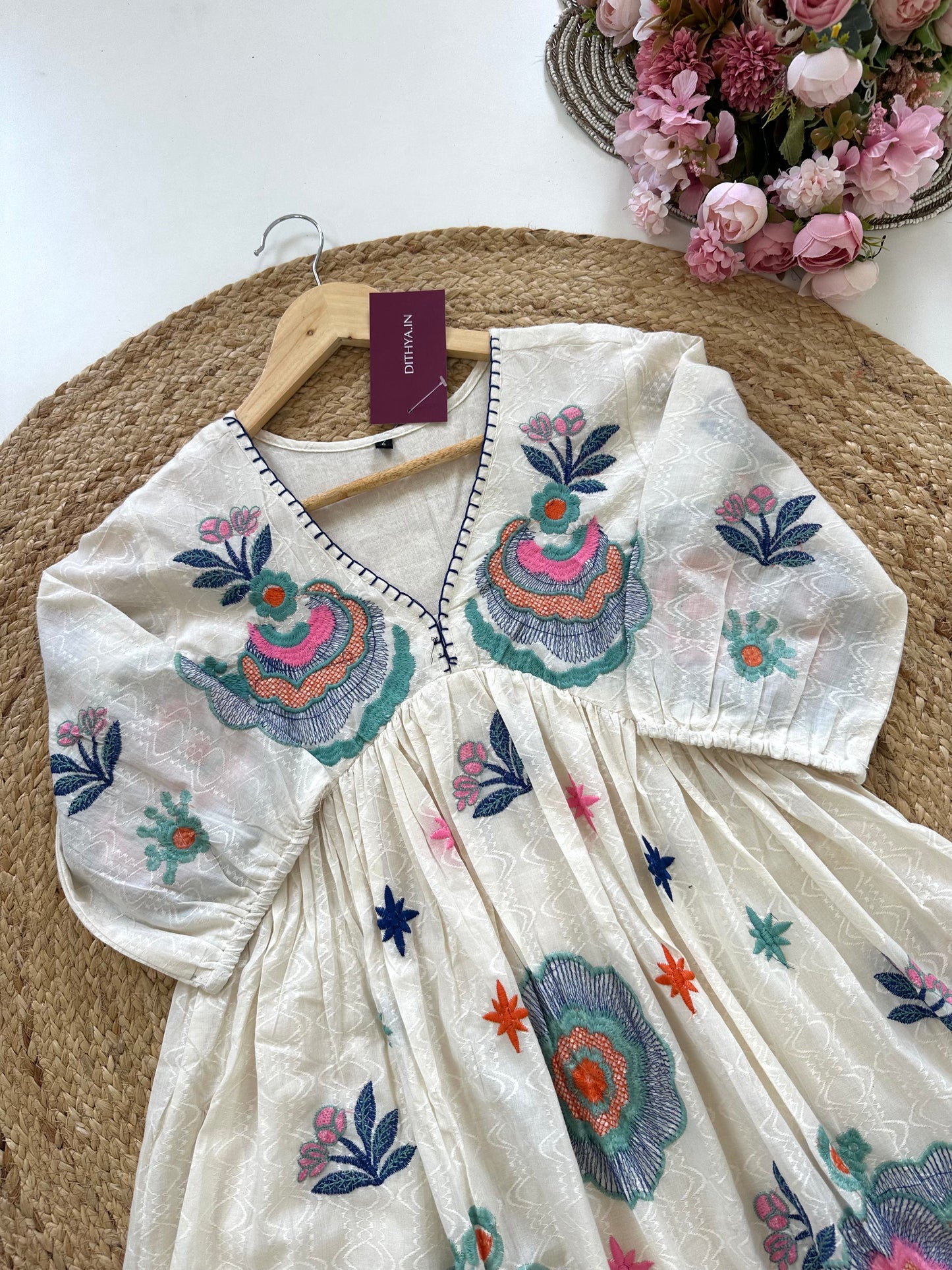 K407 - Cotton embroidered short tunic