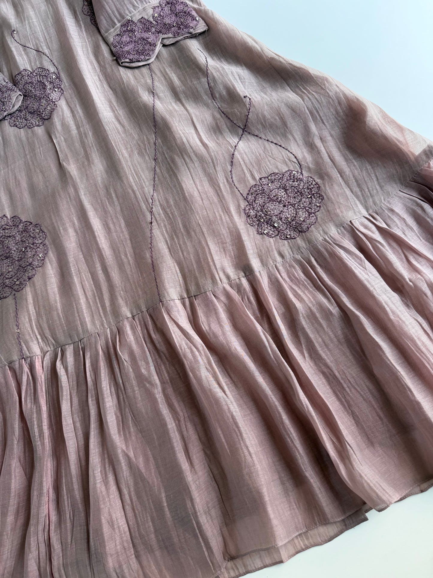 K648 - Mul chanderi embroidered gown