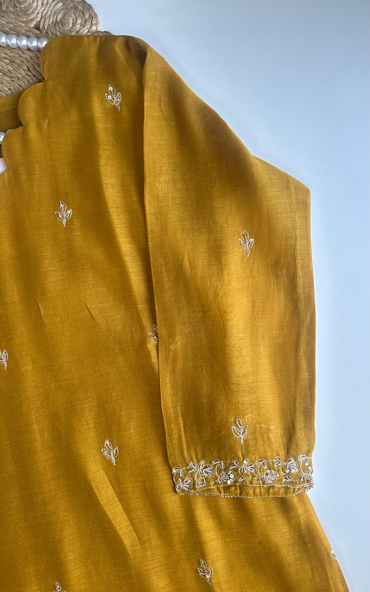K430 - Mul Chanderi handwork Anarkali with pants and dupatta in 2 colours