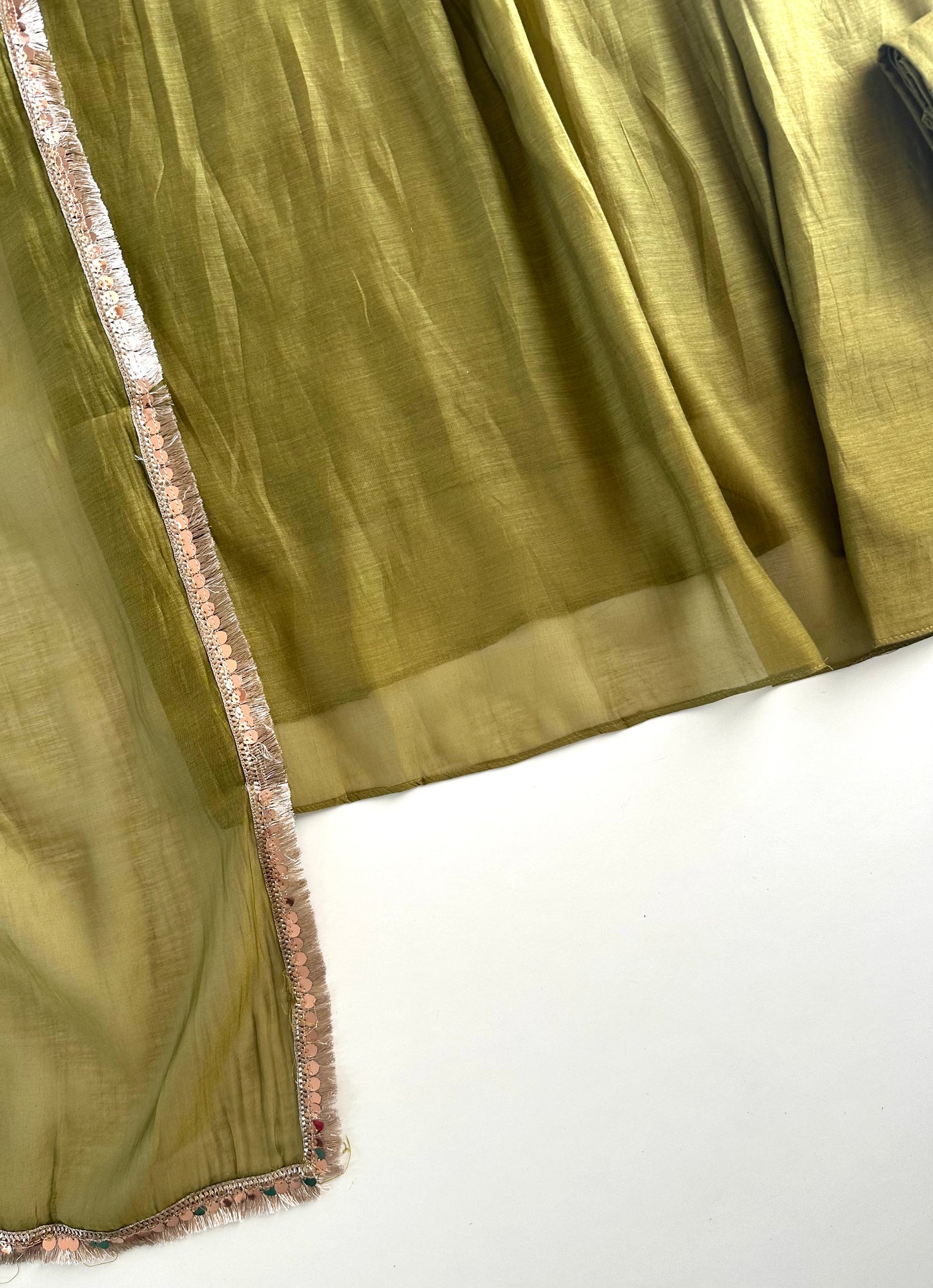 K041 - Mul Chanderi handwork Anarkali with pants and dupatta
