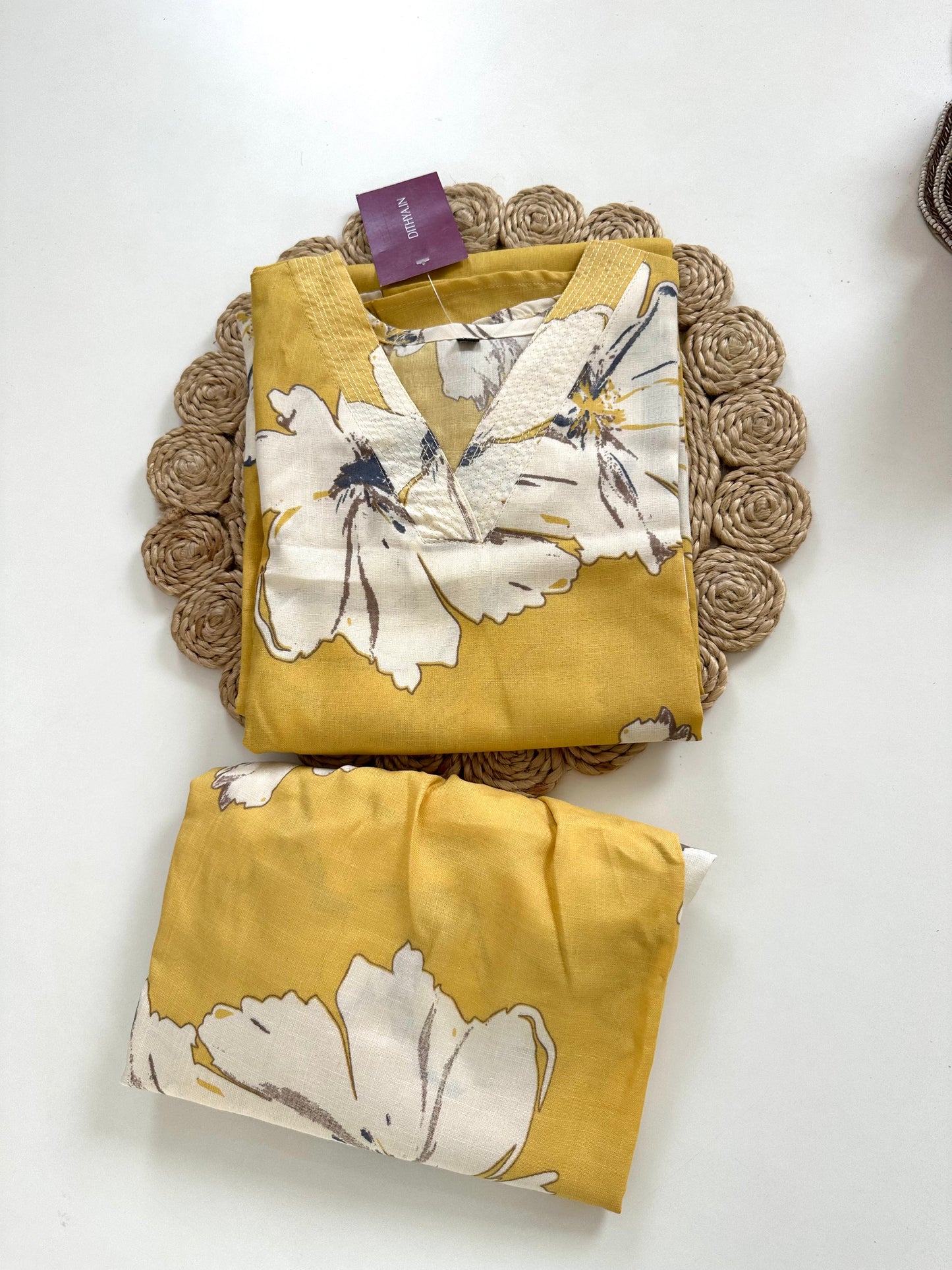 K187 - Cotton floral Kurti with pants in 4 colours