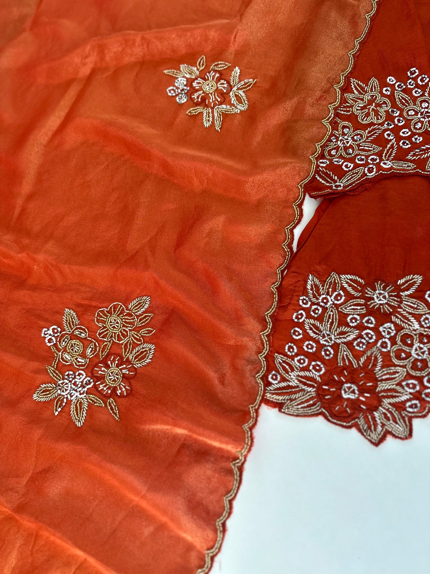 K207 - Russian silk handwork Kurti with palazzo and dupatta in 2 colours.