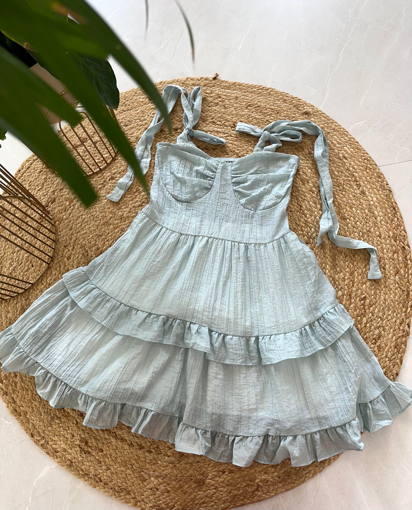 W012 - Layered short dress with adjustable tie strap in 3 colours