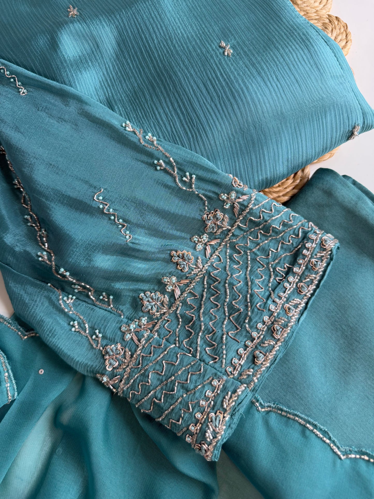 K214-Pure Chinnon Handwork Anarkali with pants and dupatta