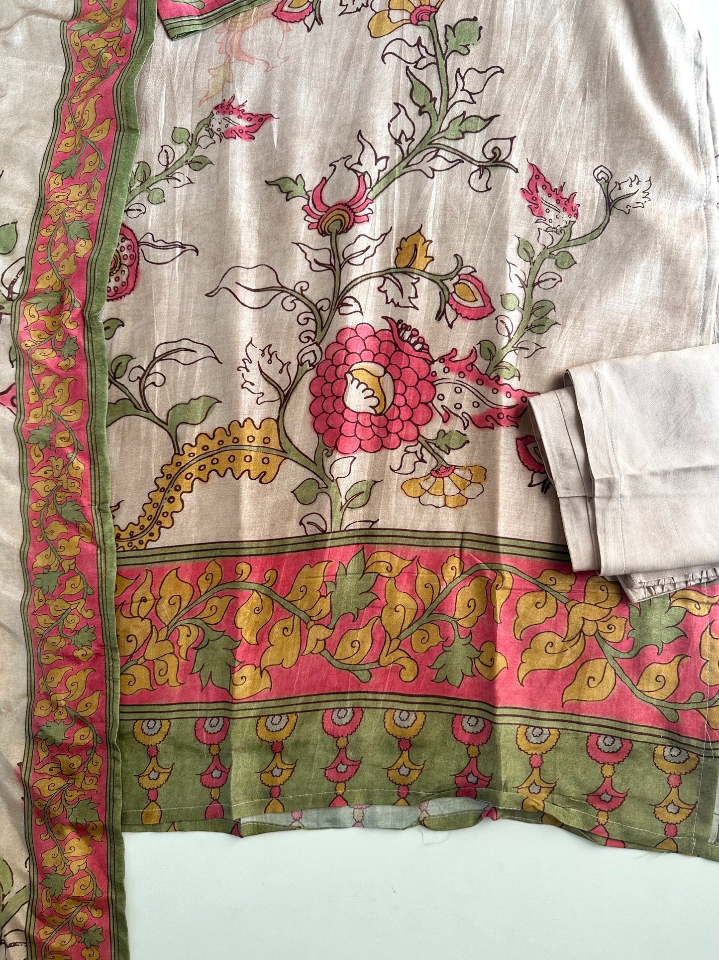 K010 - Pure muslin printed straight Kurti with pants and dupatta