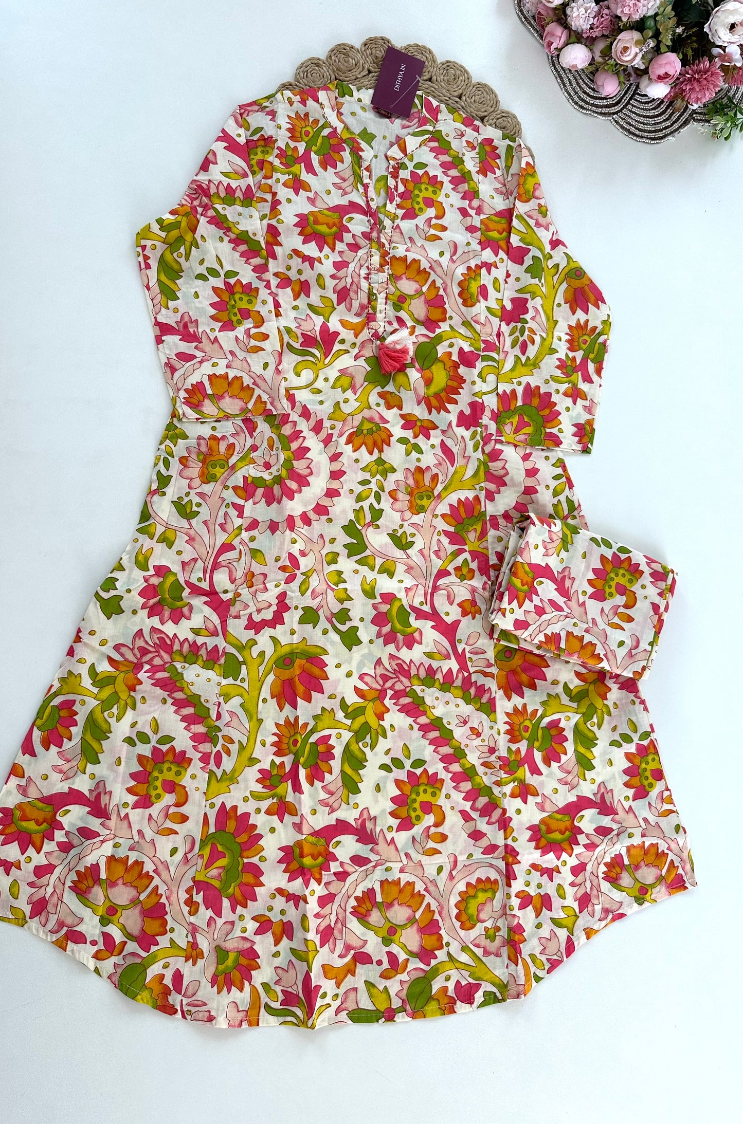 K316 - Cotton floral Kurti with pants