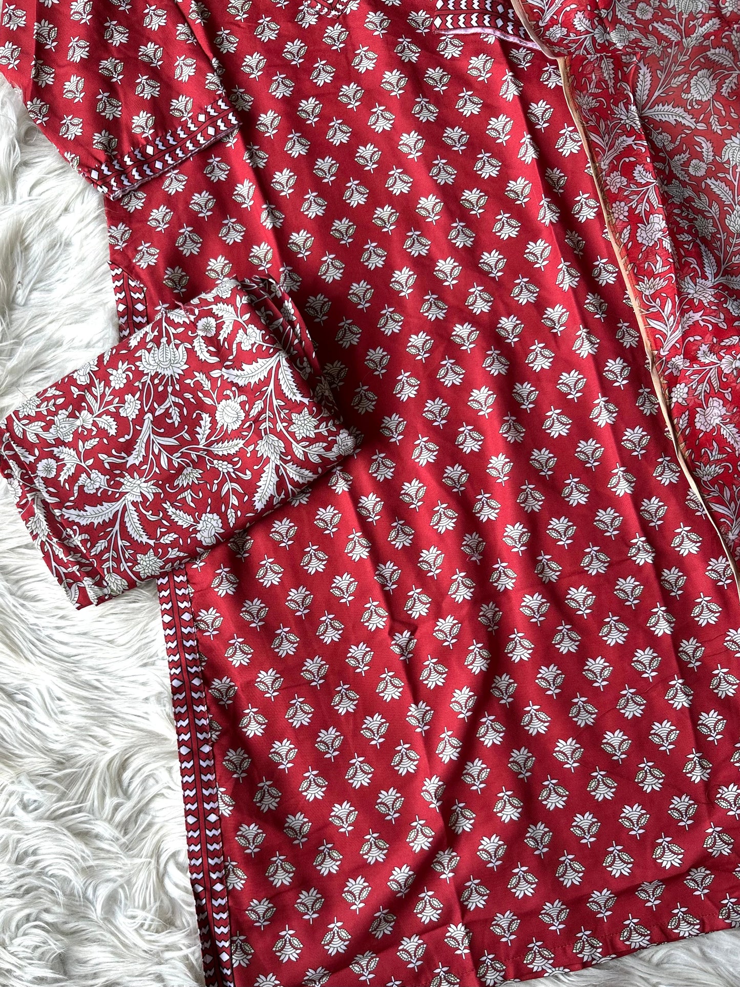 K256 - Rayon cotton straight Kurti with pants and dupatta