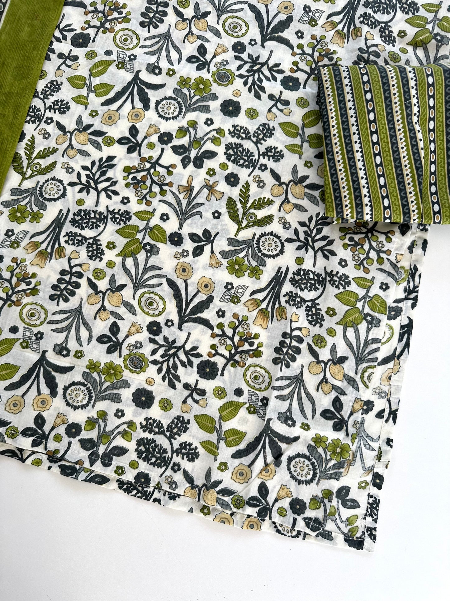 K164 - Cotton printed straight Kurti with pants and dupatta in 3 colours