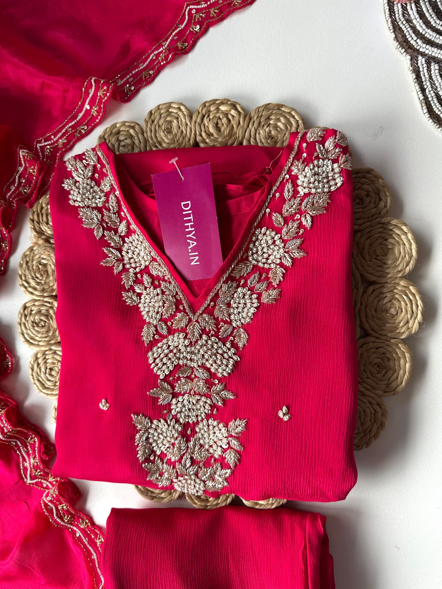 K173 - Chinnon handwork Anarkali with pants and dupatta