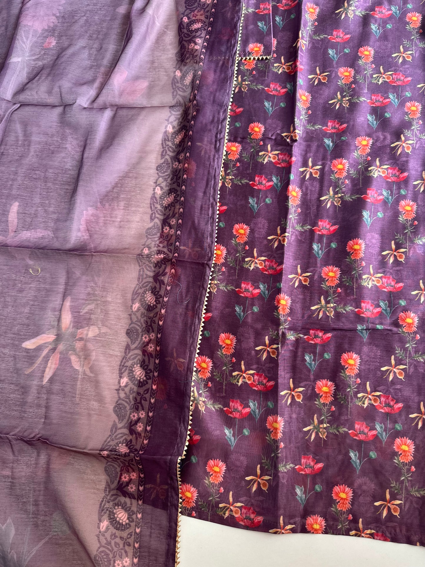 D256 - Dola silk straight kurti with pants and dupatta