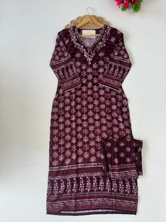 D574-Muslin straight Kurti with pants