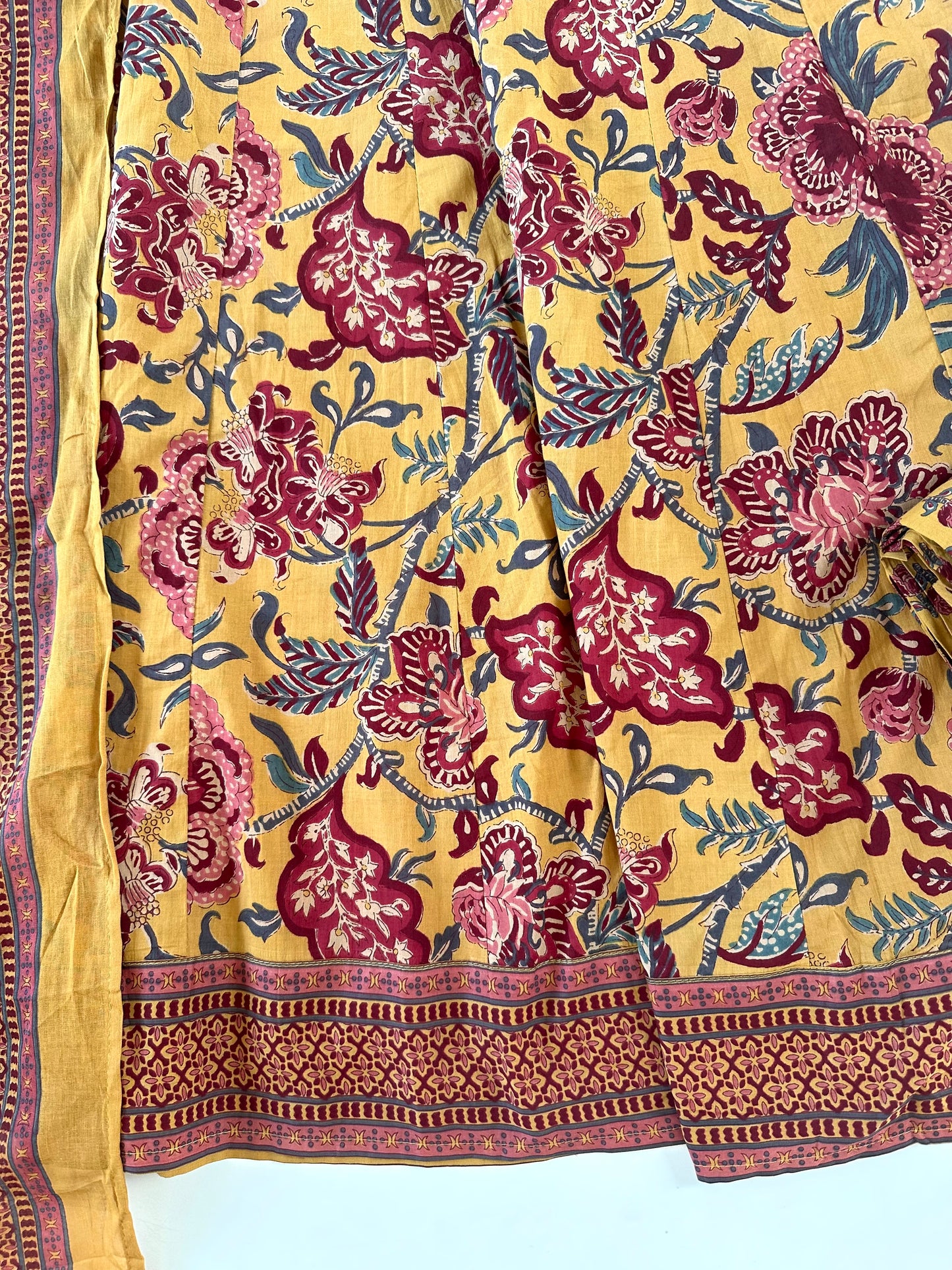K674 - Mul cotton floral printed Anarkali with pants and dupatta