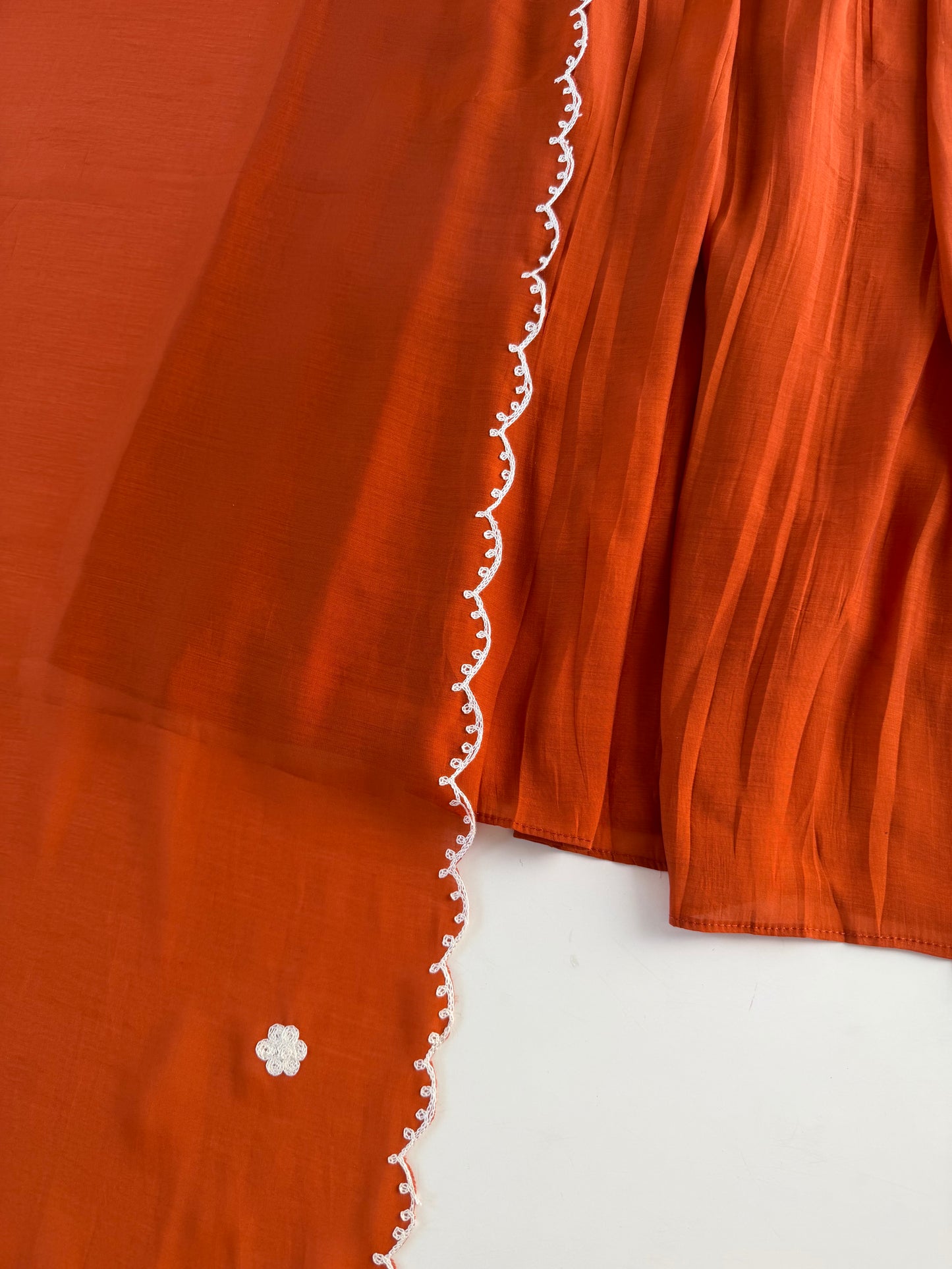 K685 - Mul chanderi embroidered Anarkali with pants and dupatta