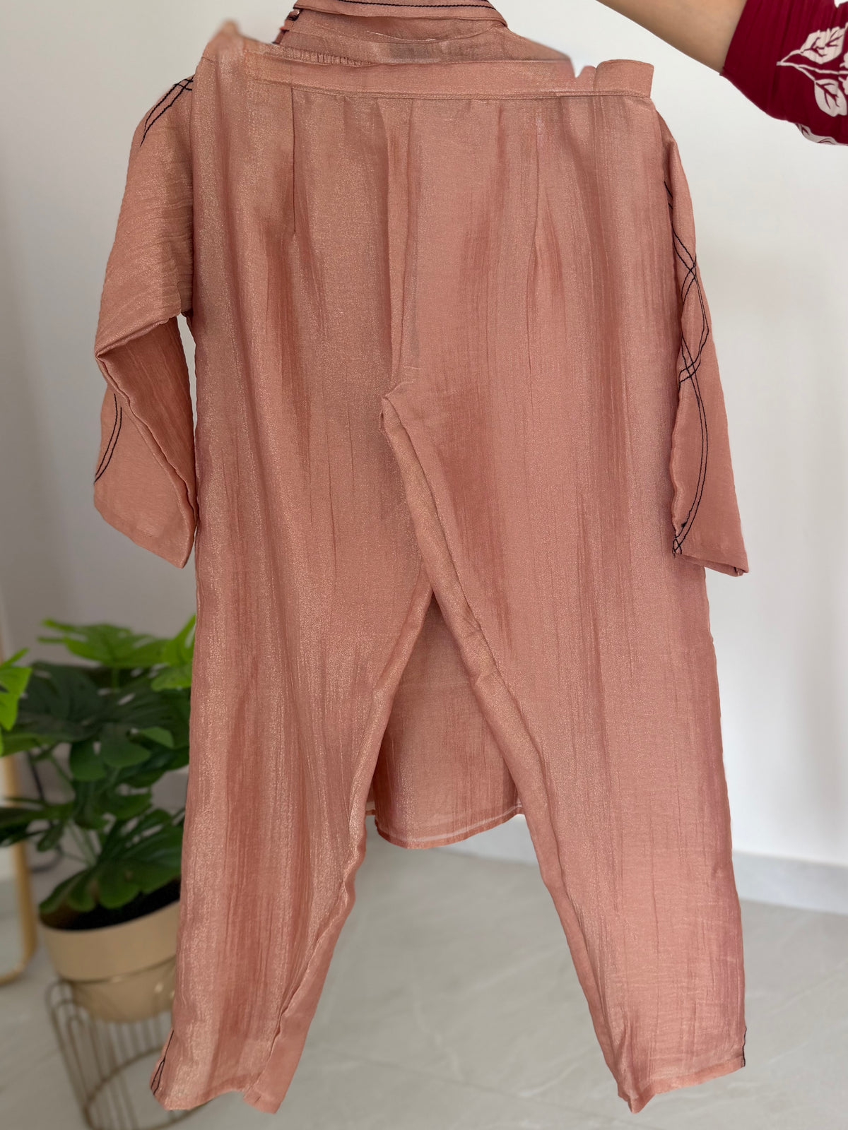 K534 - Tissue silk cutwork coord set in 2 colours