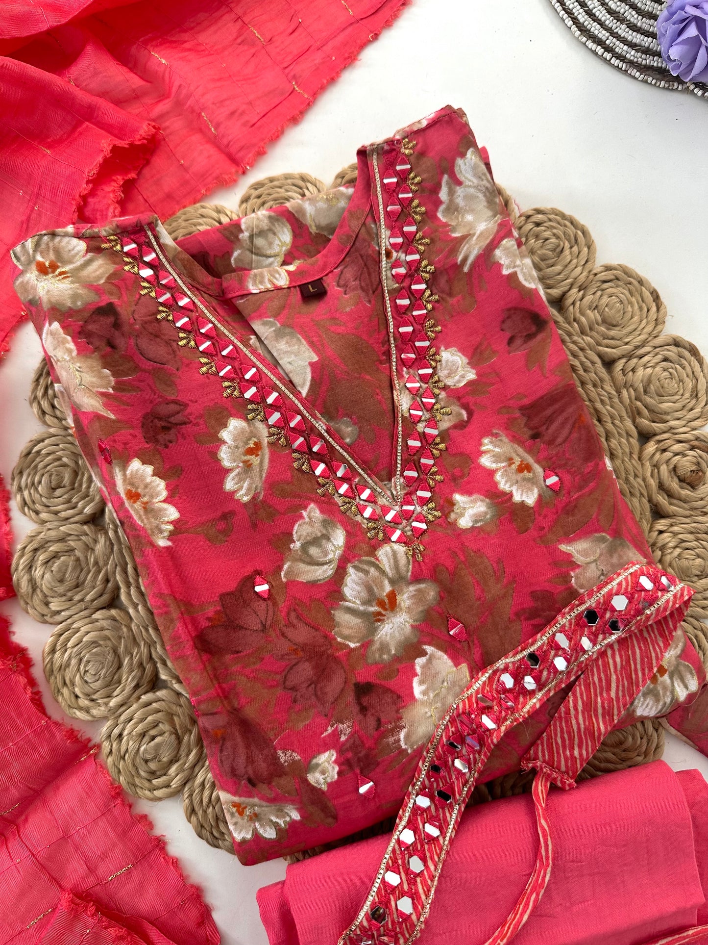 D033 -Muslin Alia cut Anarkali with pants and dupatta