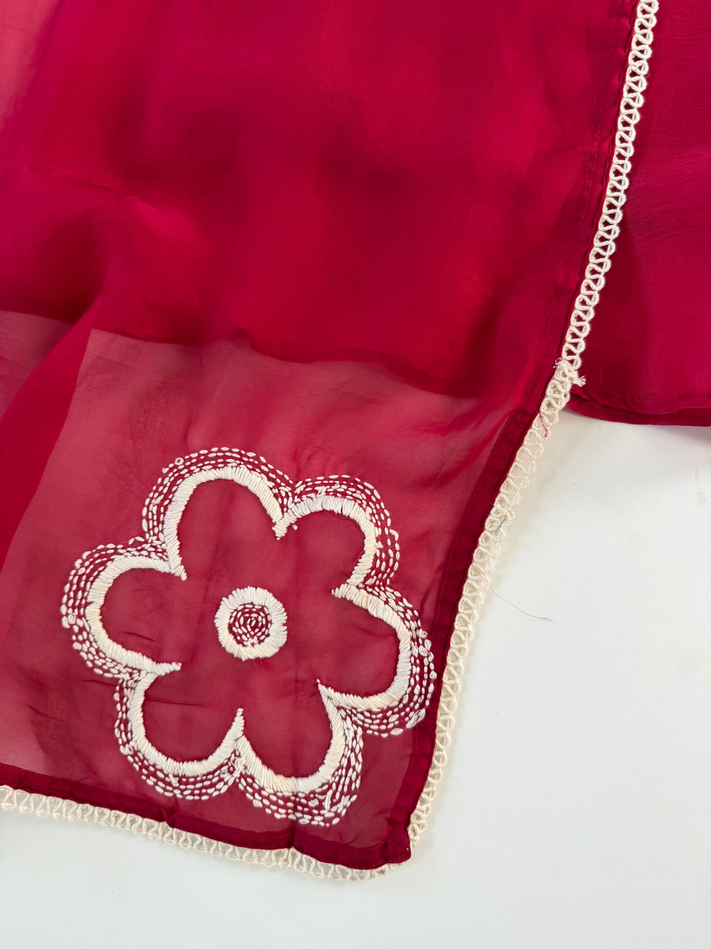 K609 - Mul chanderi embroidered Aline Kurti with pants and dupatta