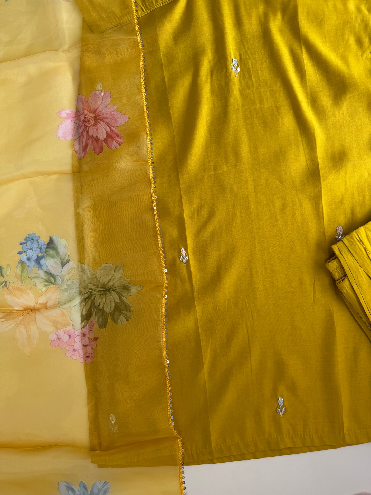 K500 - Roman silk straight Kurti with pants and dupatta