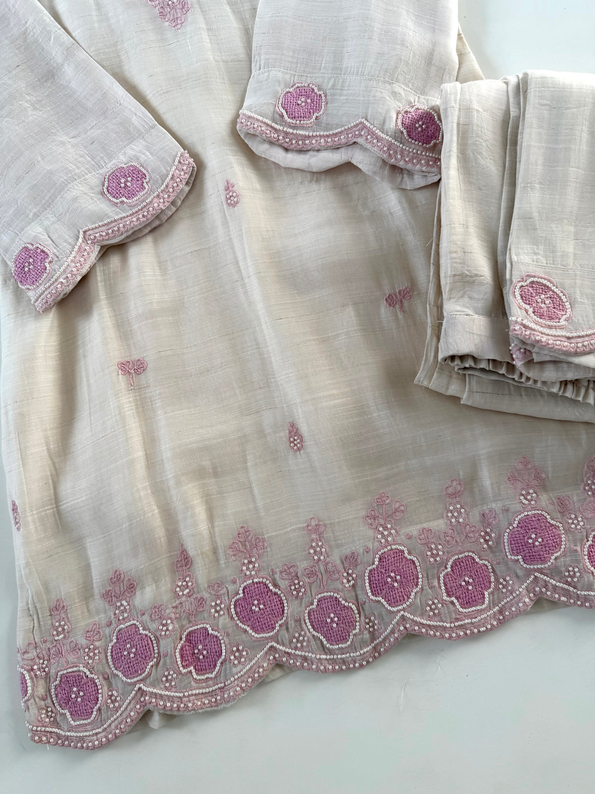 K479 - Pure linen cotton Handwork coord set