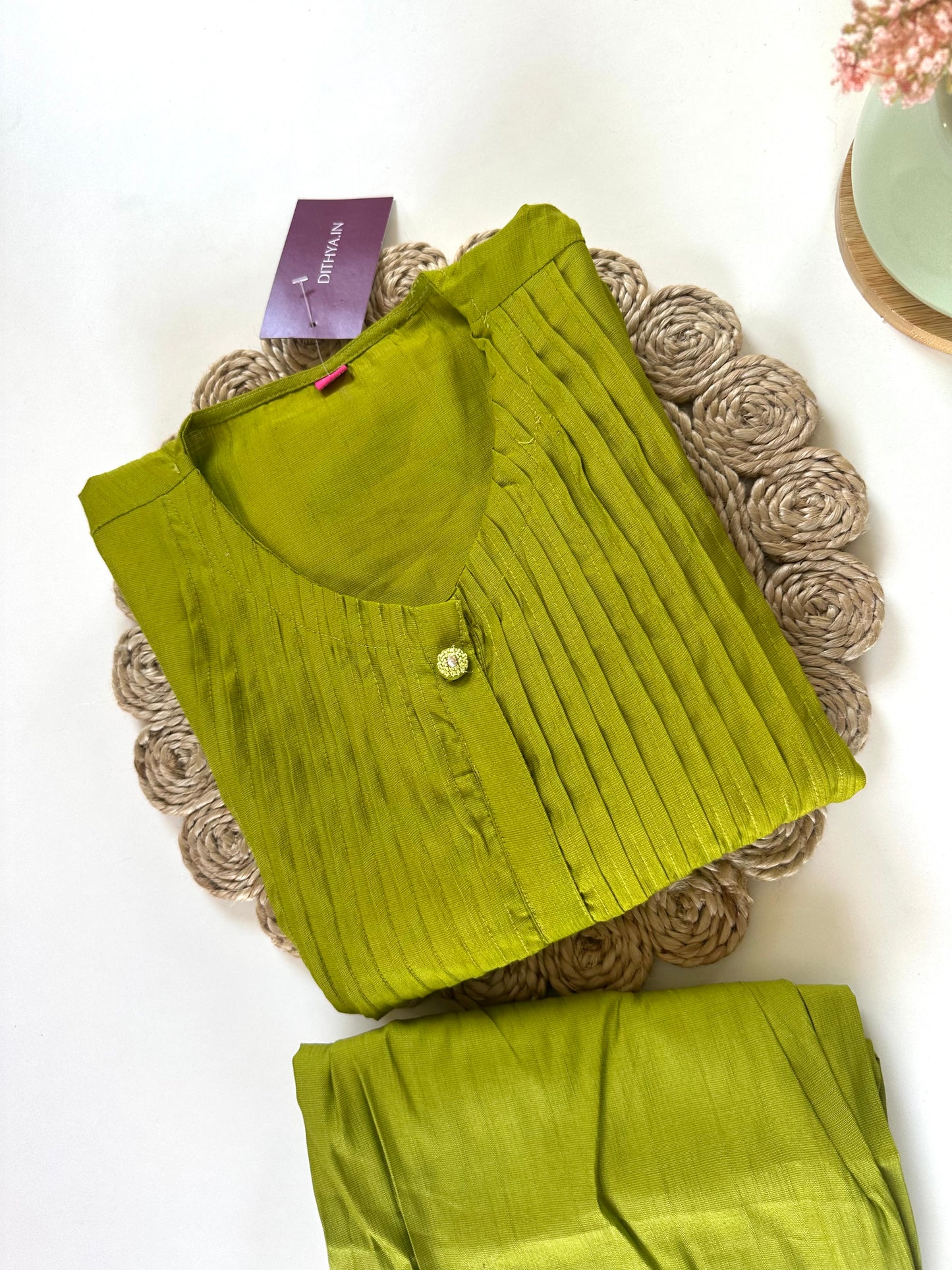 K031 - Rayon Aline Kurti with pants in 2 colours .