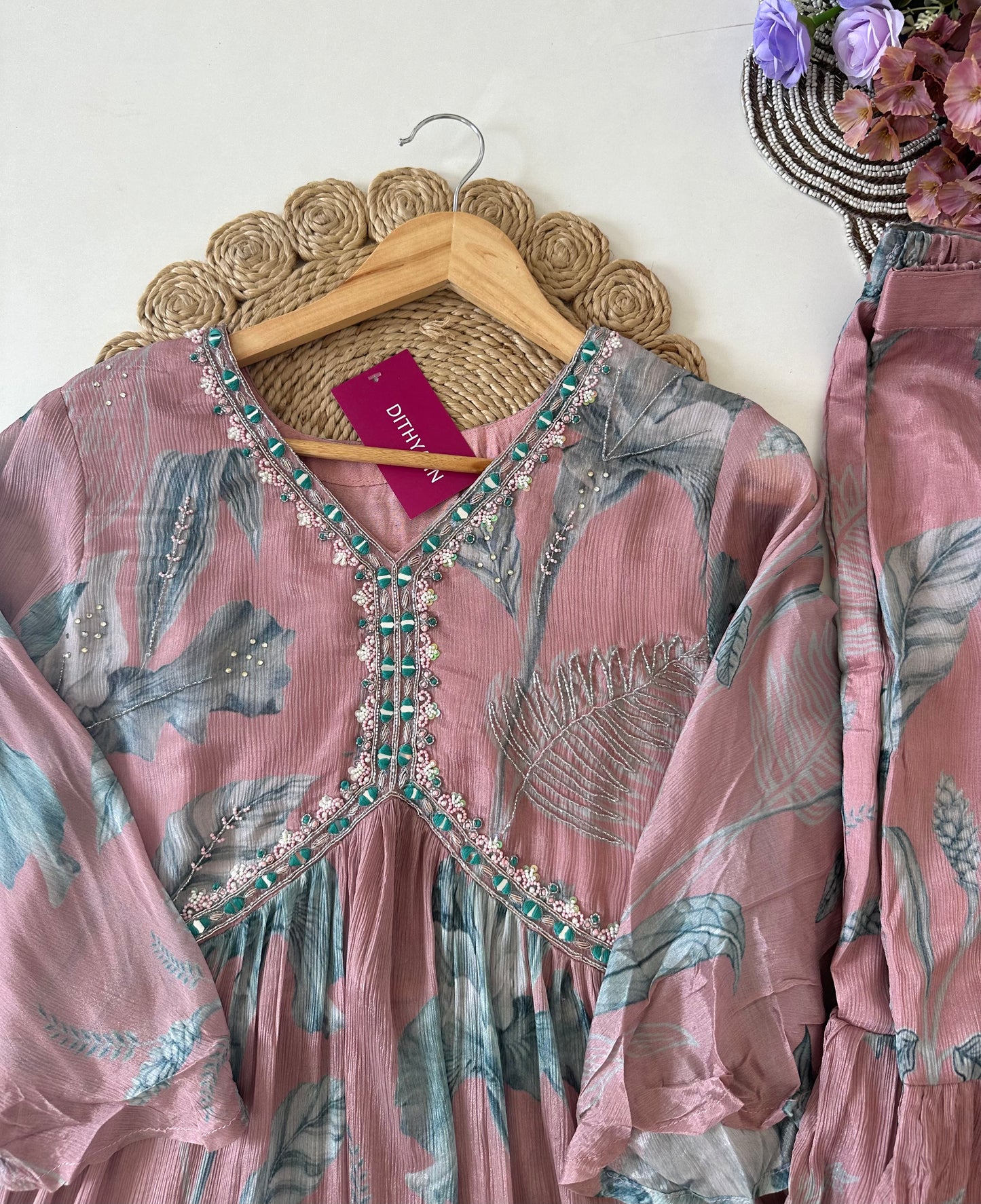 D010 -Chinnon Alia cut Anarkali with sharara pants