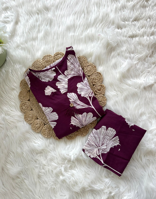 K232 - Cotton printed Aline Kurti with pants