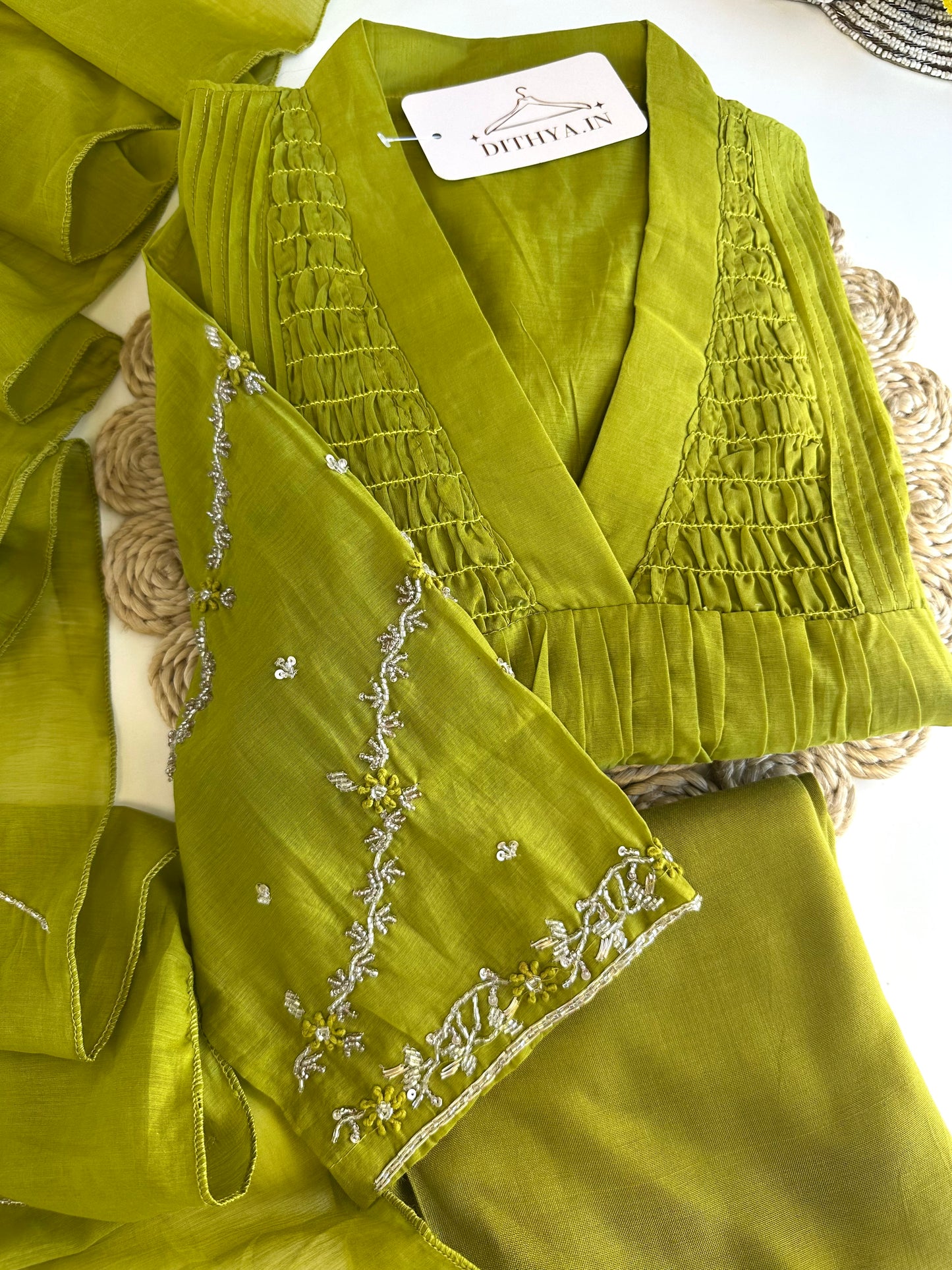 K305 - Mul Chanderi Anarkali with pants and dupatta in 2 colours