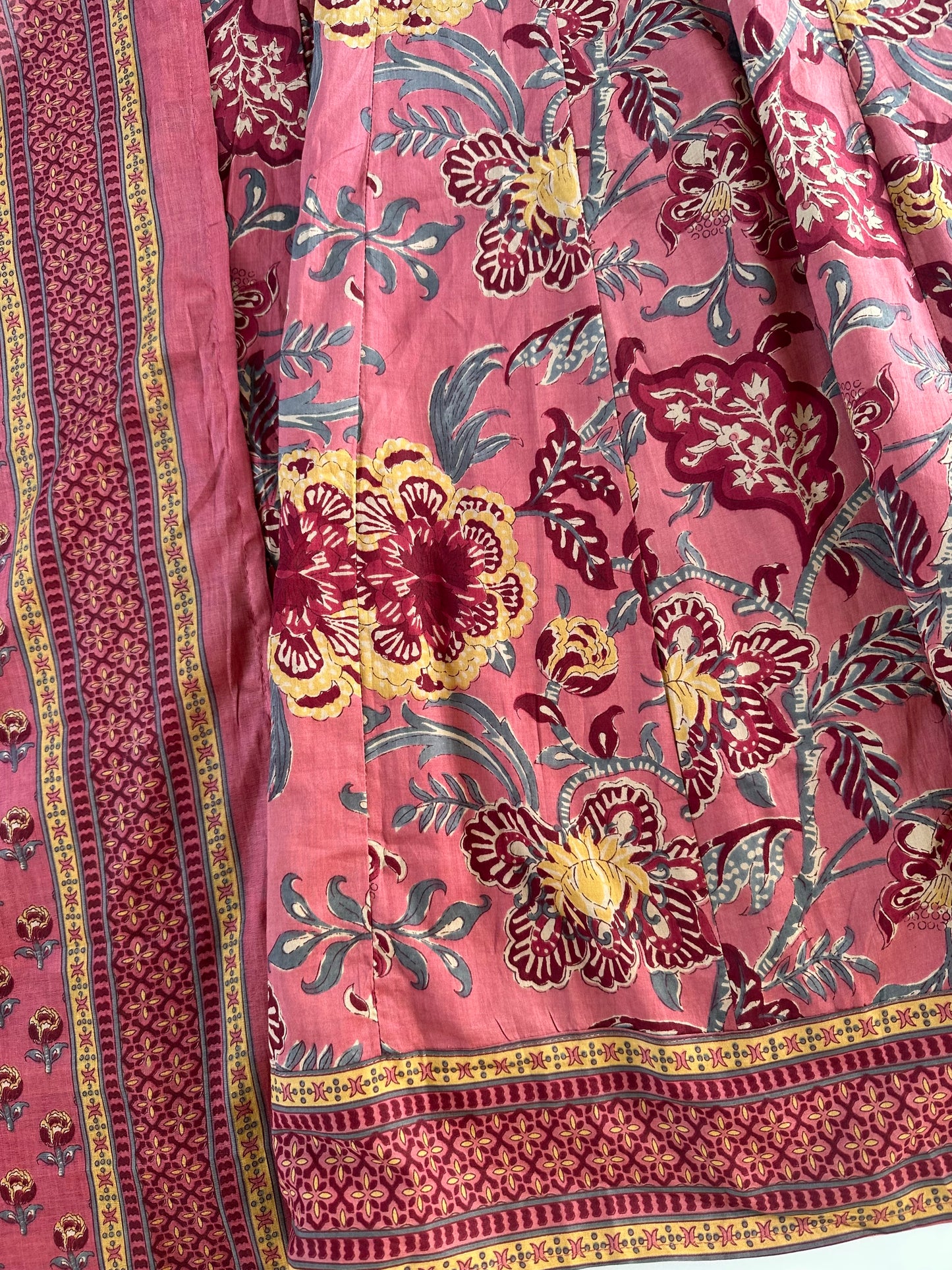 K698 - Mul cotton printed anarkali with pants and dupatta