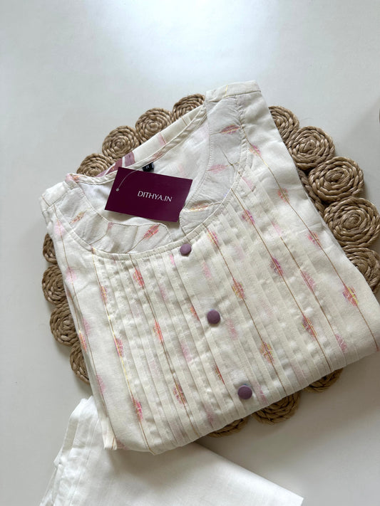 K312 - Cotton printed Aline Kurti with pants