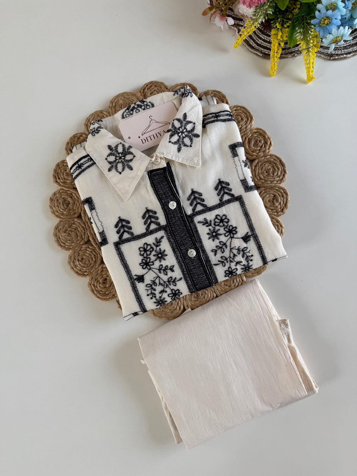 K518 - Mul cotton embroidered coord set