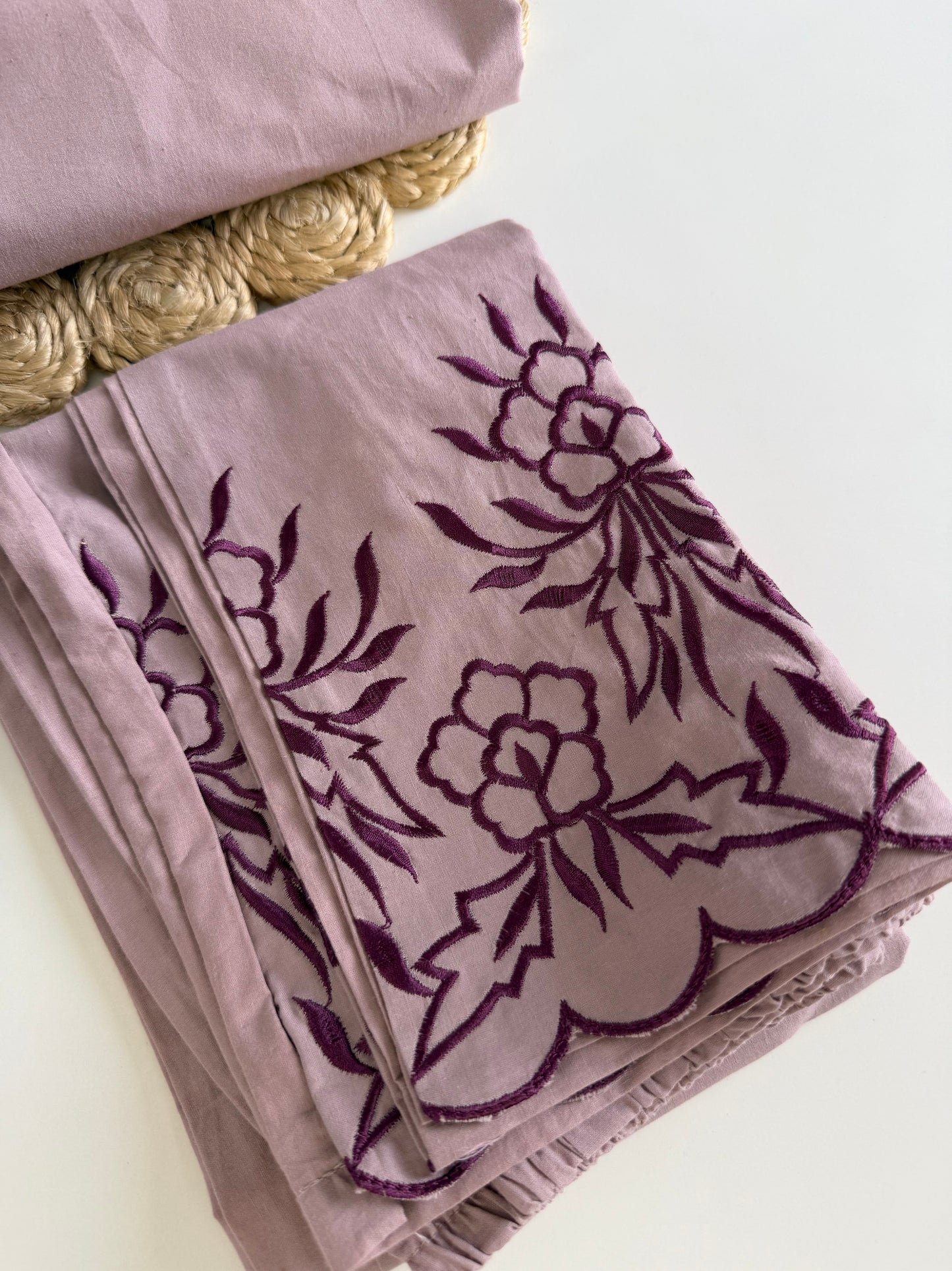 K442 - Cotton embroidered aline Kurti with pants and dupatta