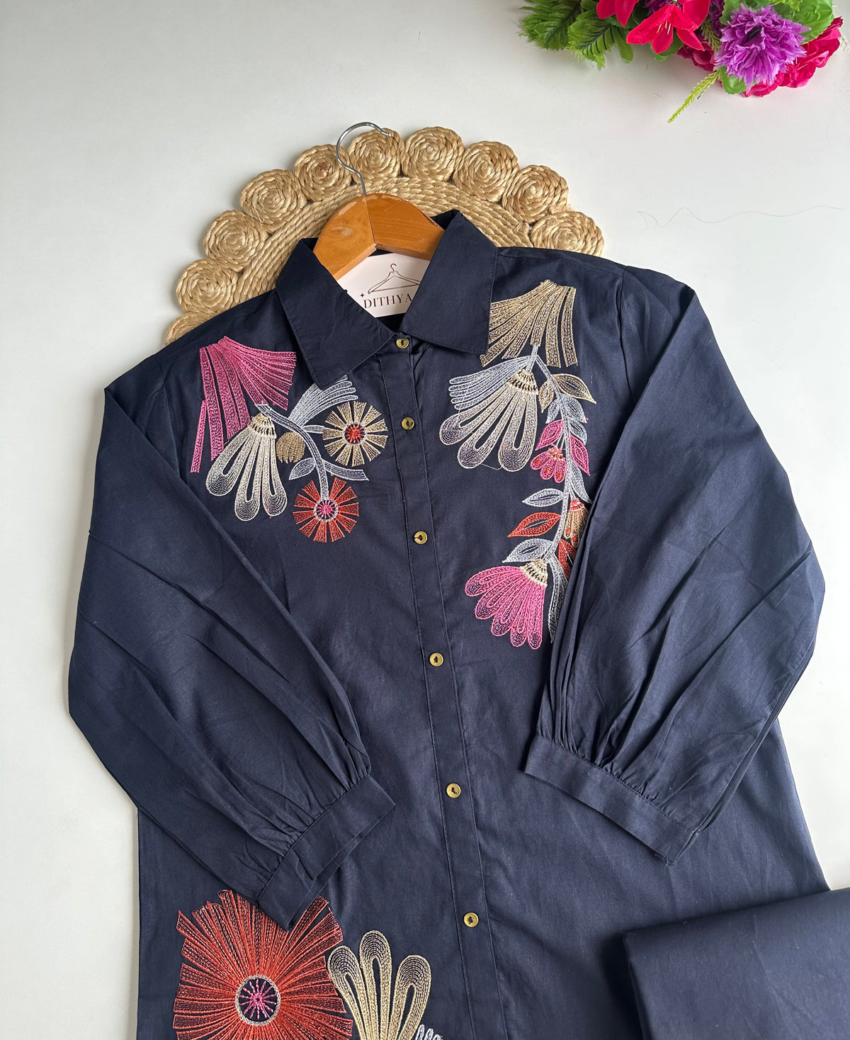 K124 - Mul cotton embroidered coord set