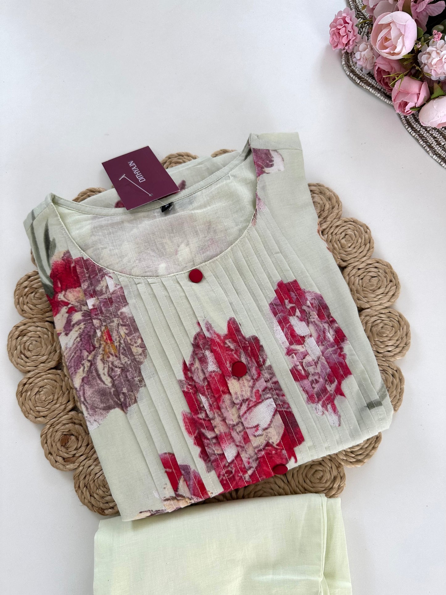 K310 - Cotton floral Kurti with pants
