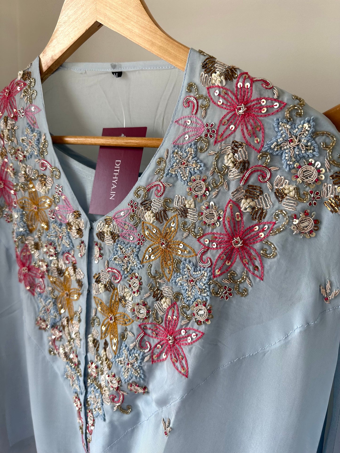 K435 - Organza Handwork kaftan with palazzo