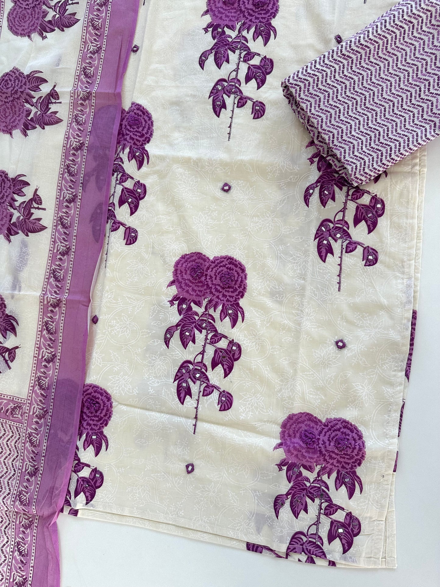 K205 - Cotton printed straight Kurti with pants and dupatta