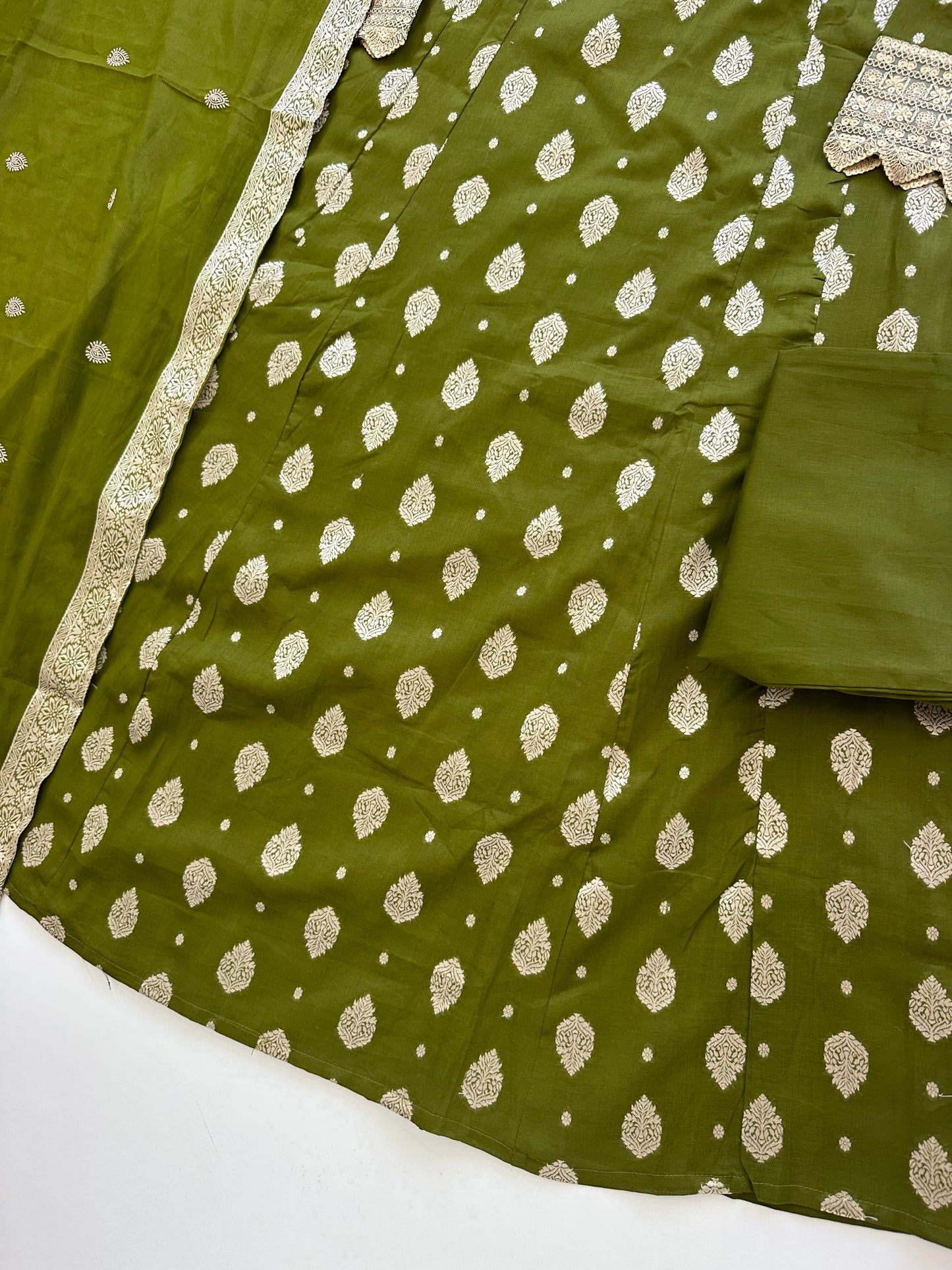 K094 - Cotton Jacquard Aline Kurti with pants and dupatta in 3 colours.