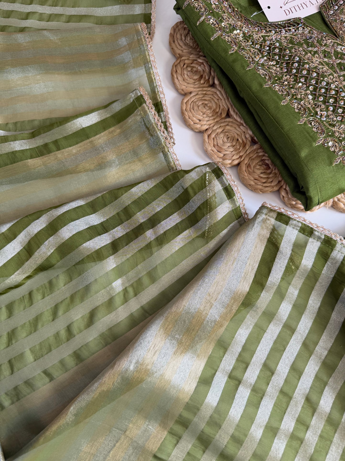 K675 - Russian silk handwork aline kurti with pants and dupatta