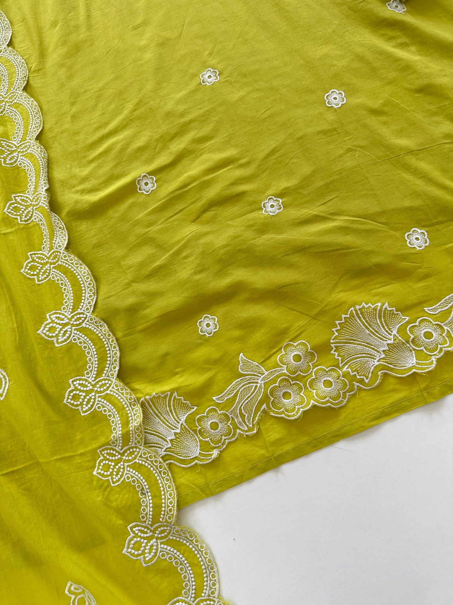 K089 - Mulmul cotton embroidered Anarkali with pants and dupatta in 2 colours