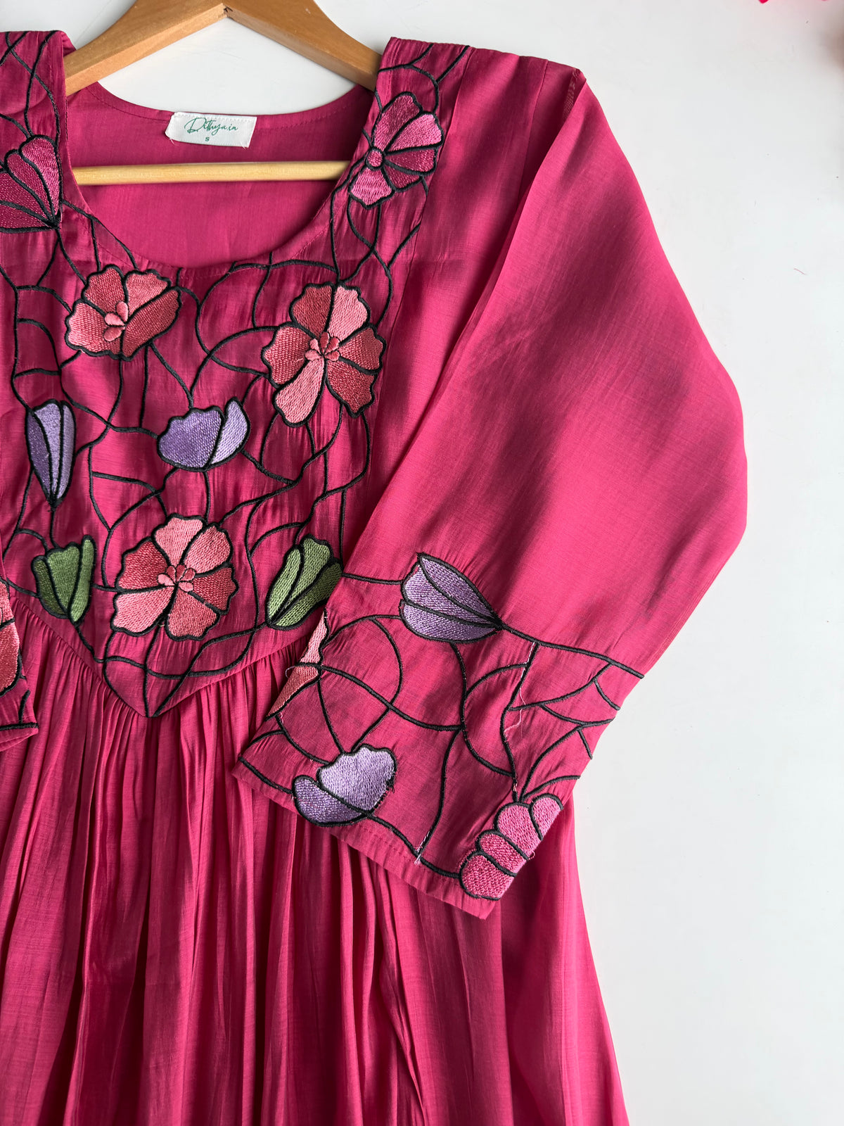 K156 - Surat Mul chanderi embroidered Anarkali with pants and dupatta