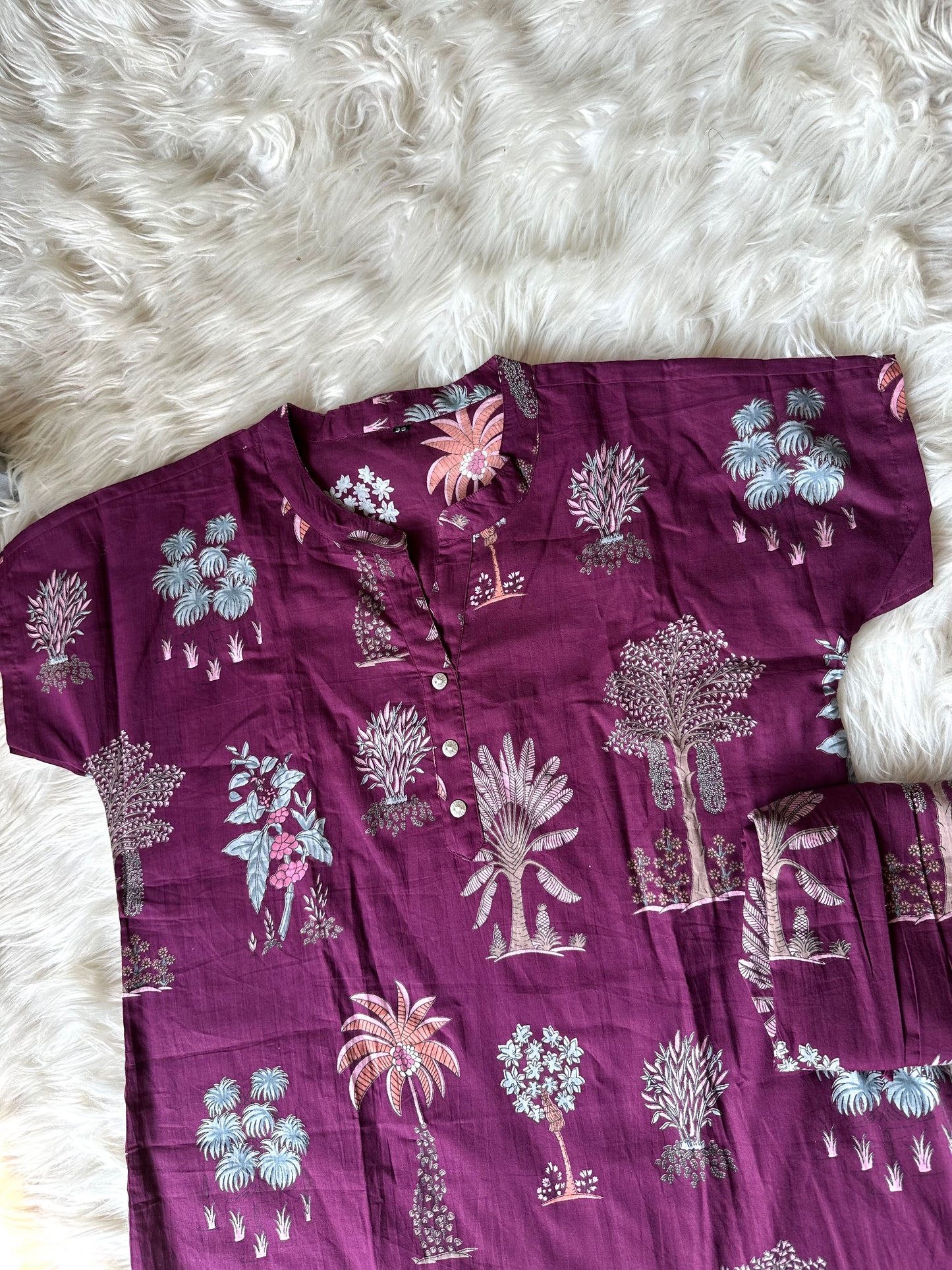 K219 - Cotton printed half sleeves coord set in 2 prints