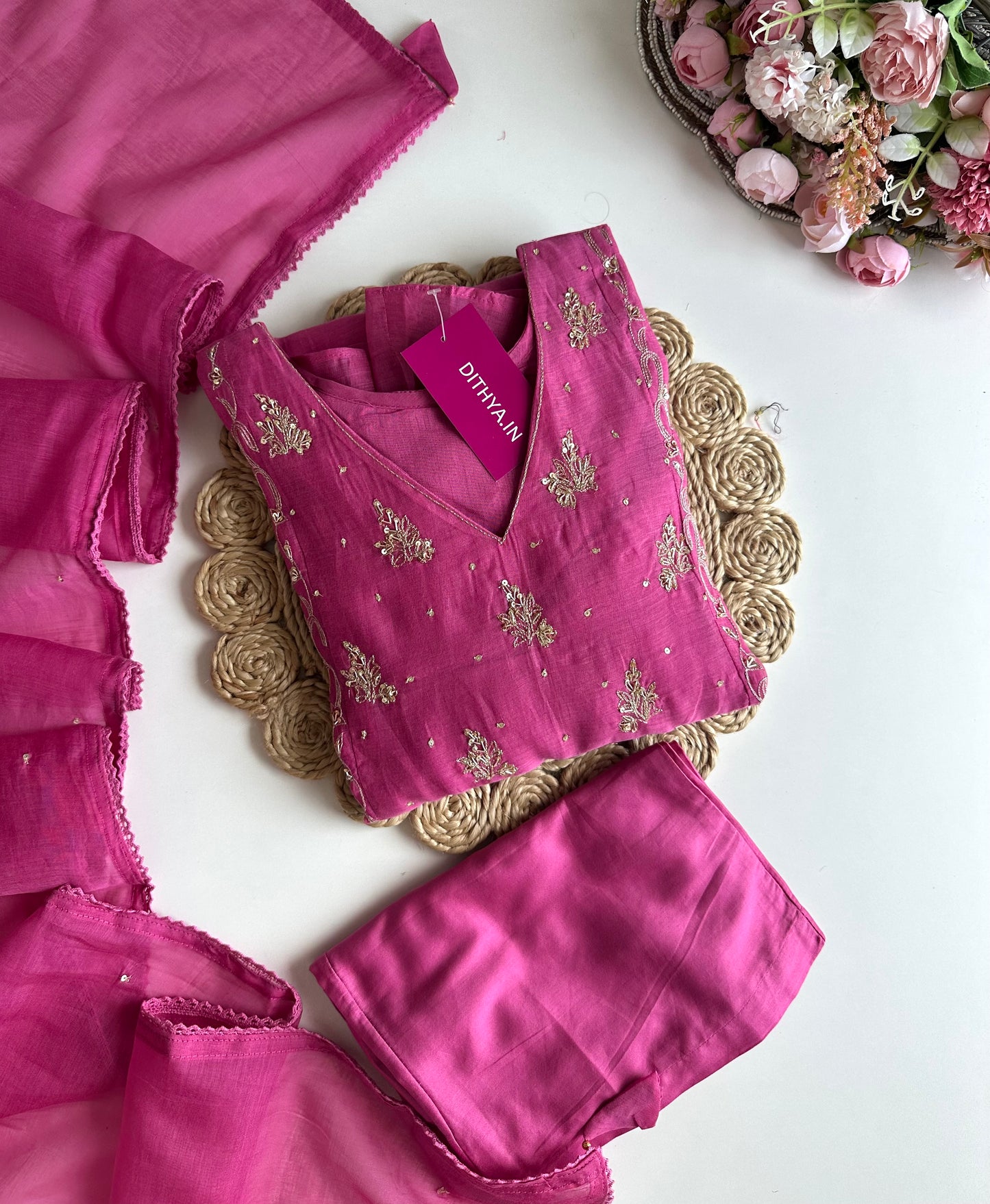 K005 - Mul Chanderi zardosi Anarkali with pants and dupatta in 3 colours