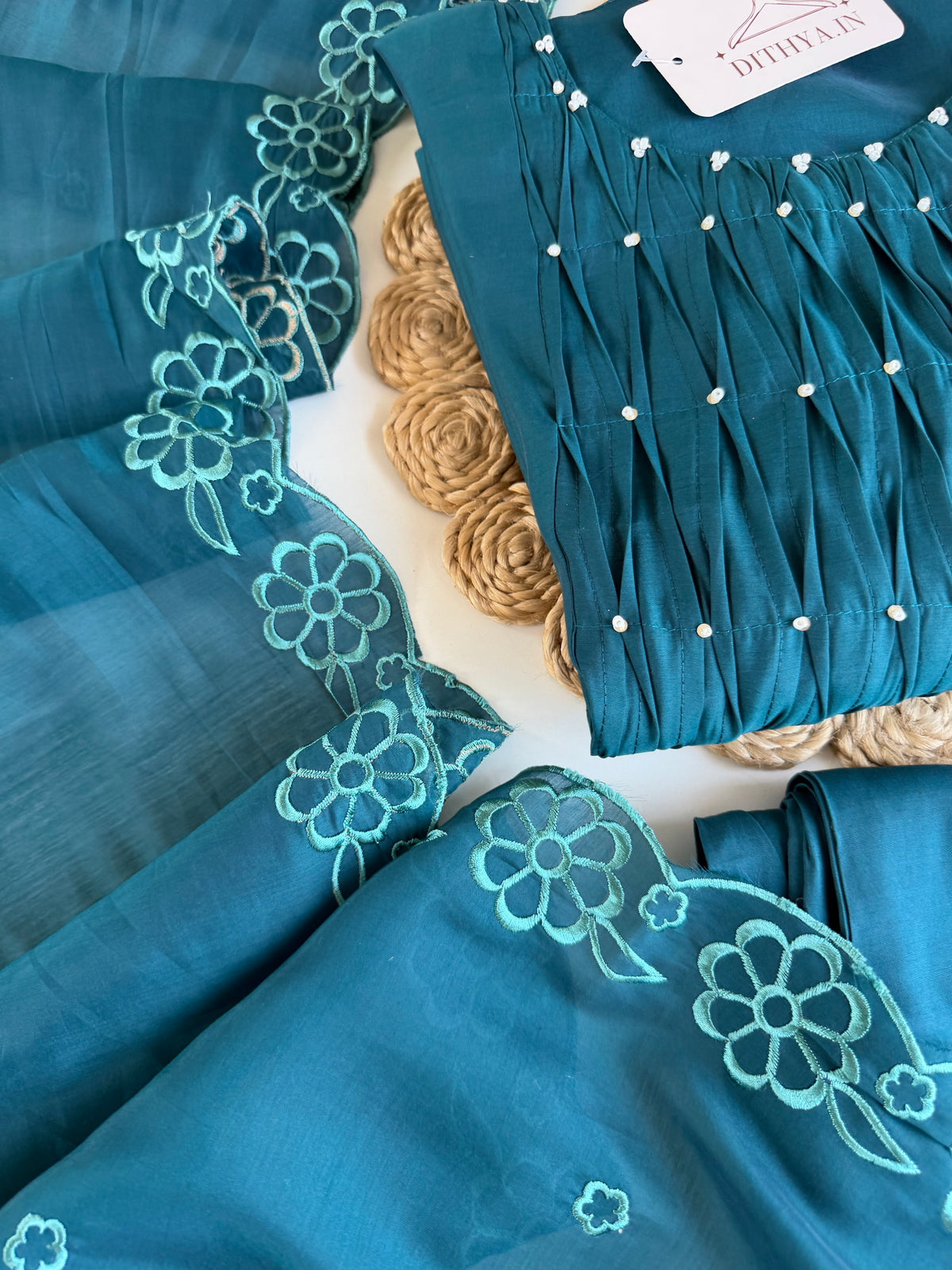K040 - Surat Mul chanderi embroidered Anarkali with pants and dupatta in 2 colours