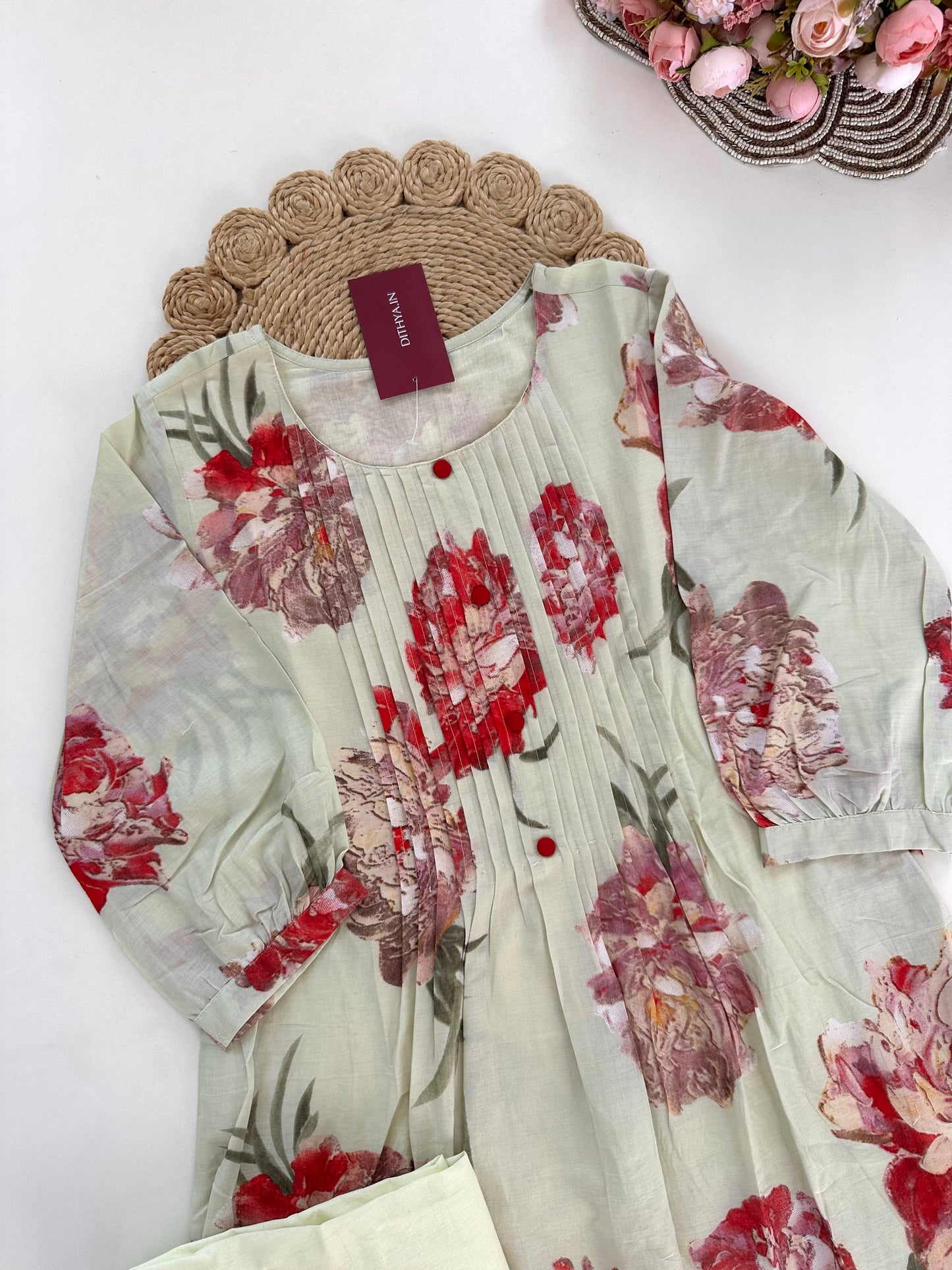 K310 - Cotton floral Kurti with pants