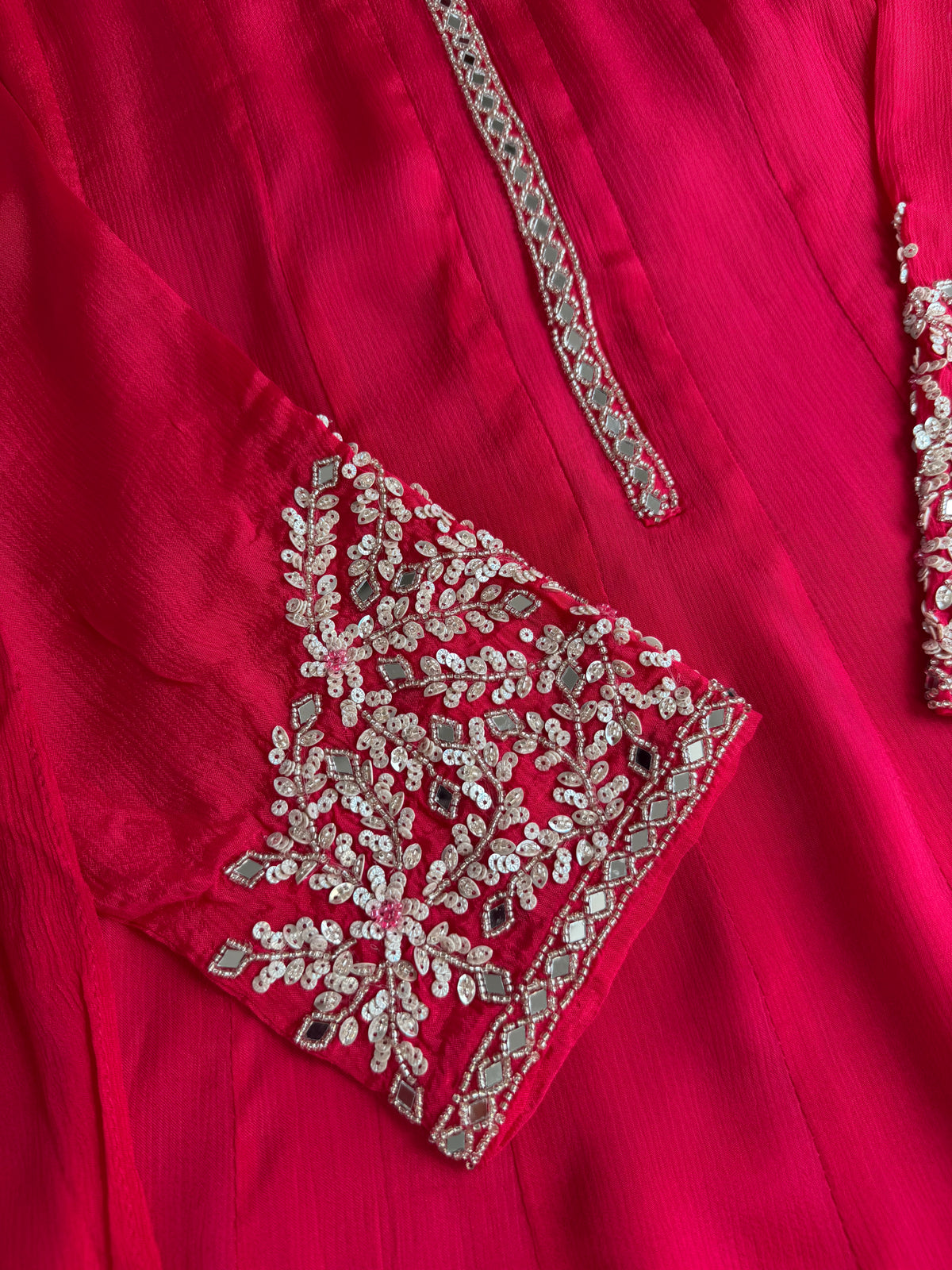 K538 - Chinnon handwork Anarkali with pants and dupatta in 2 colours