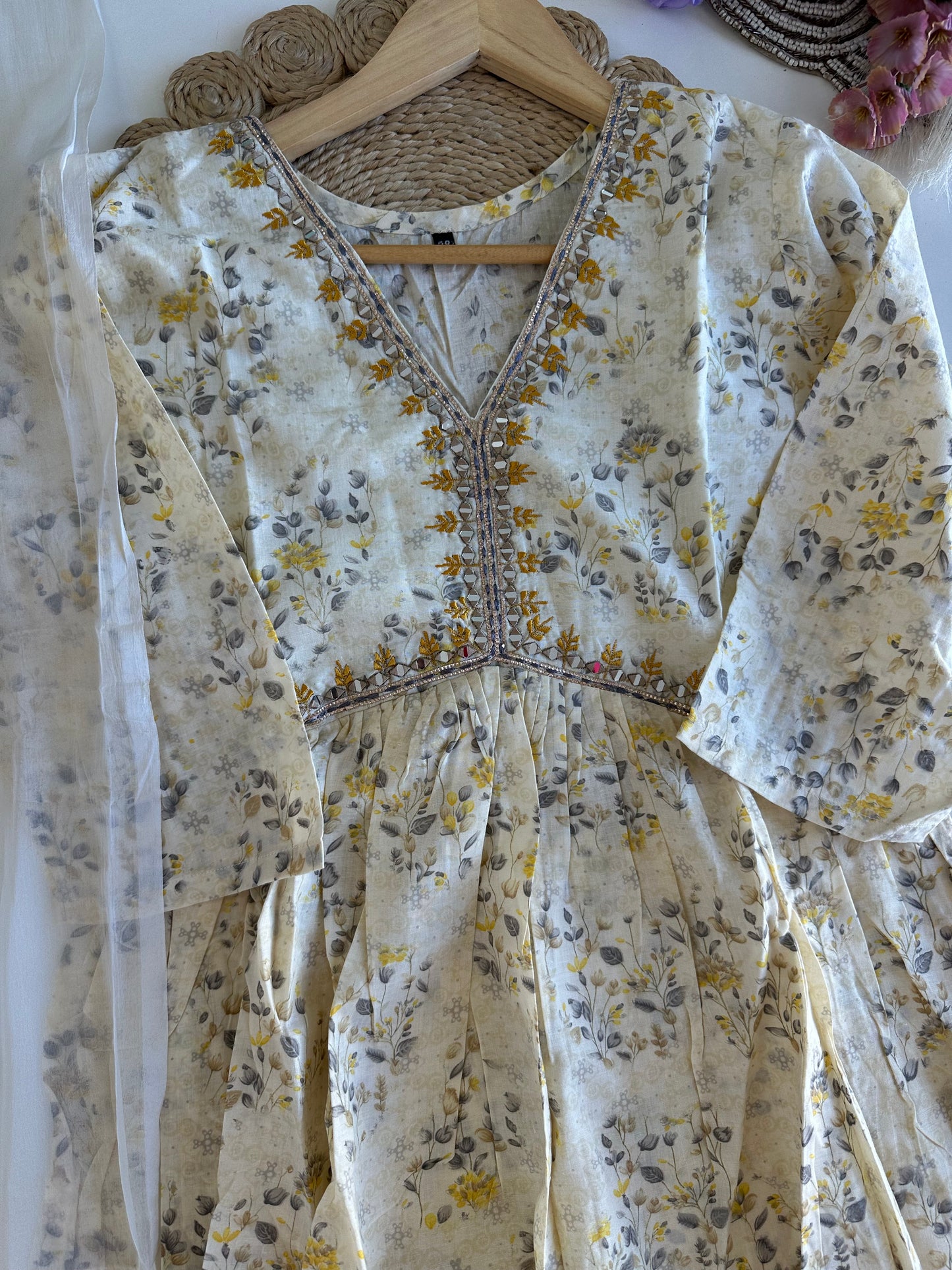 D374 - Chinnon Alia cut Anarkali with pants and dupatta