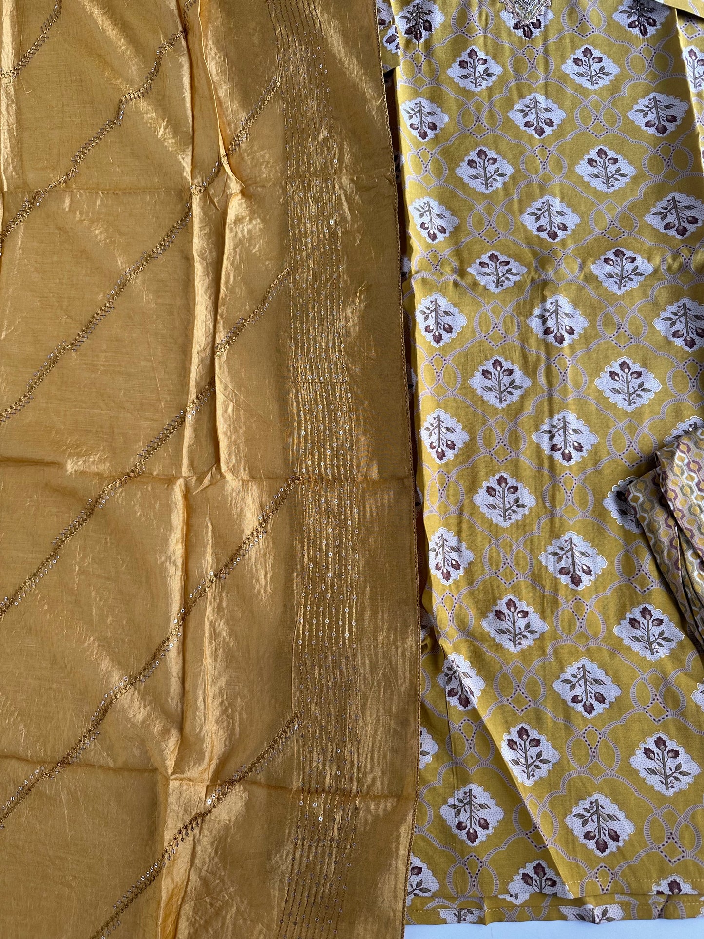 D343 - Roman silk straight kurti with pants and dupatta